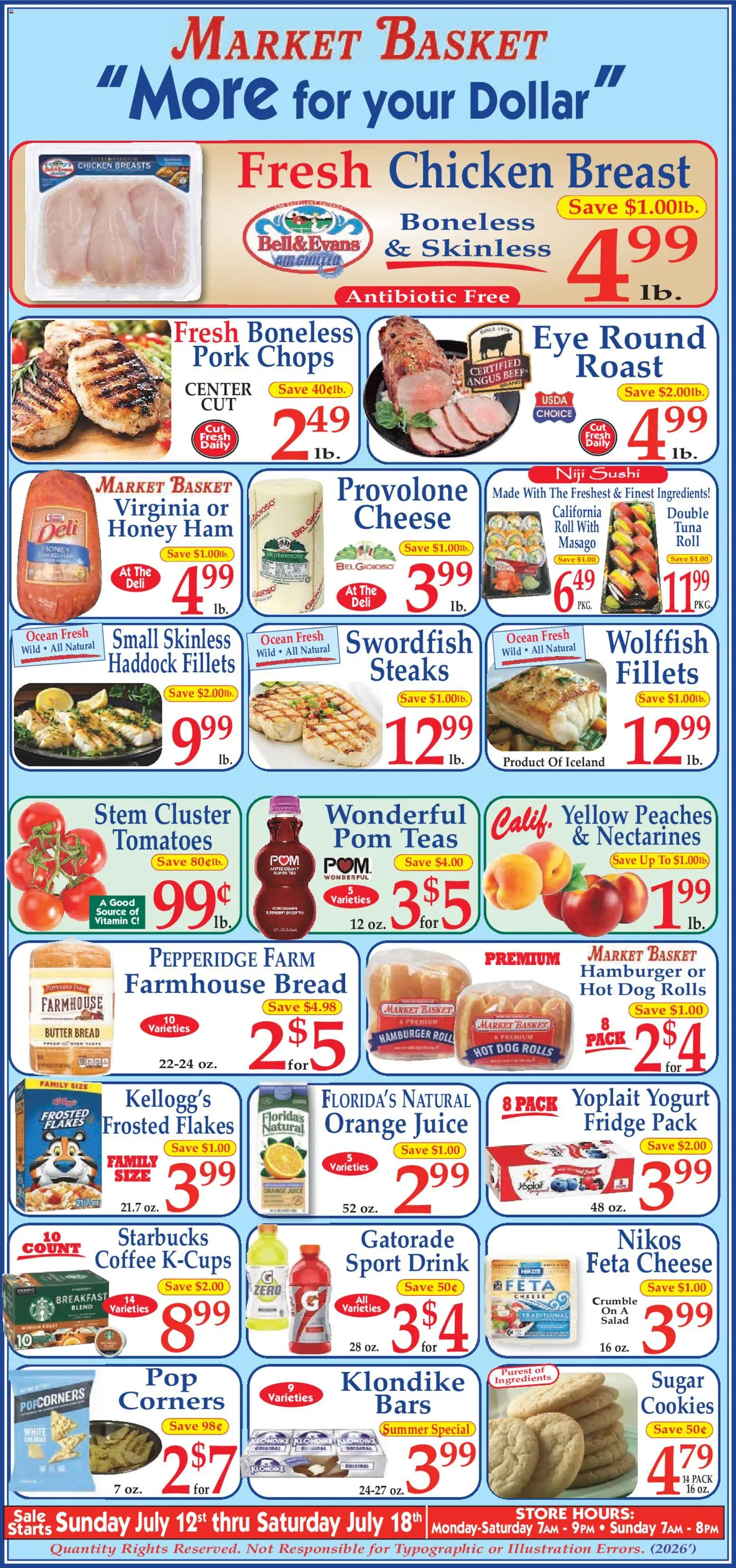 Market Basket Ad - valid from 07/12/2026 | Page: 1 | Products: Vitamin, Juice, Pork, Tomatoes