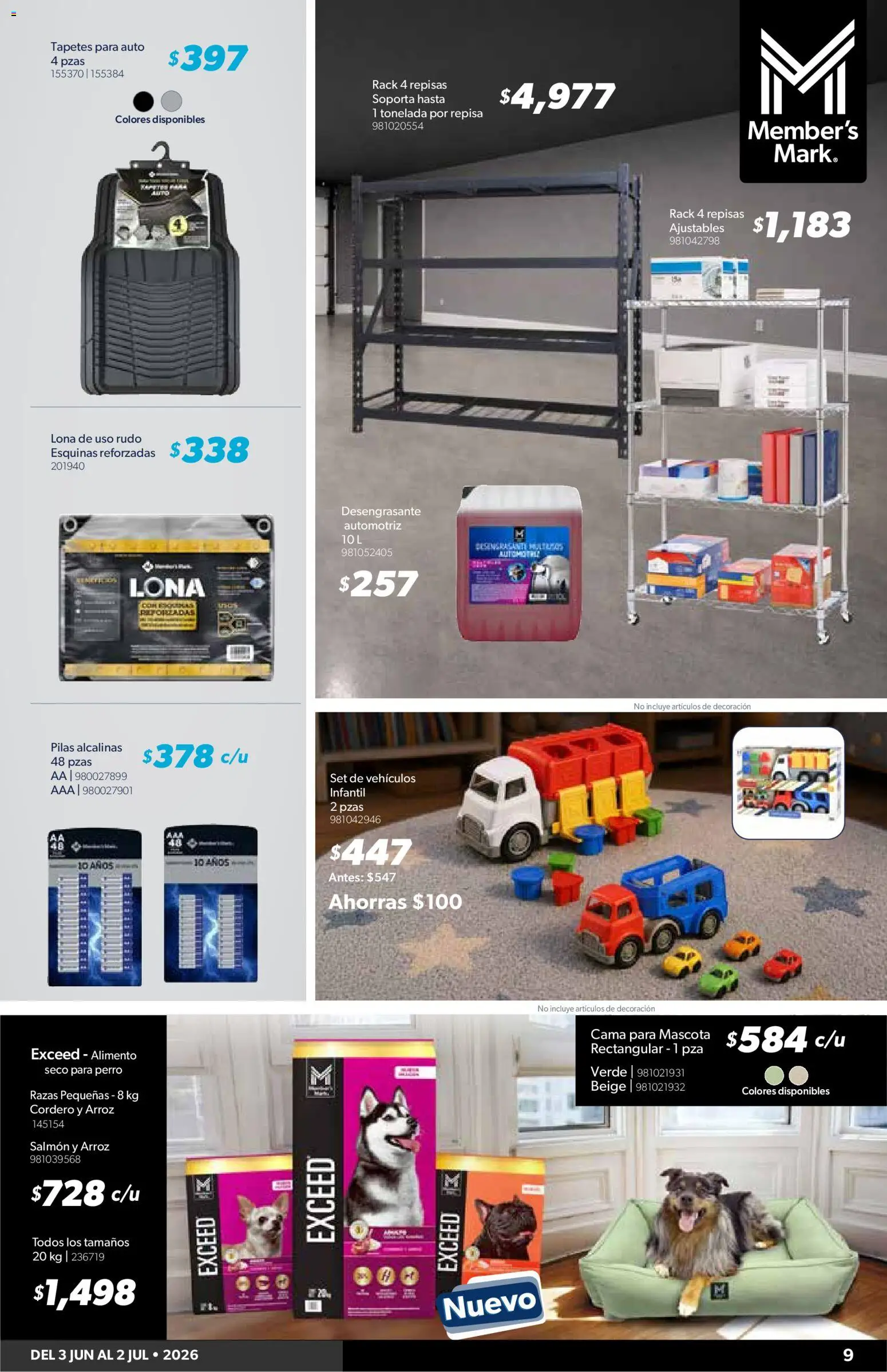 Nuevas ofertas de Sam's Club válidas en toda la República Mexicana desde el 03.06.2026. ¡Encuentra las mejores ofertas en Sam's Club catálogo Mi gran jugada. Es comprar productos únicos! | Página: 9 | Productos: Repisa, Desengrasante, Lona, Pilas