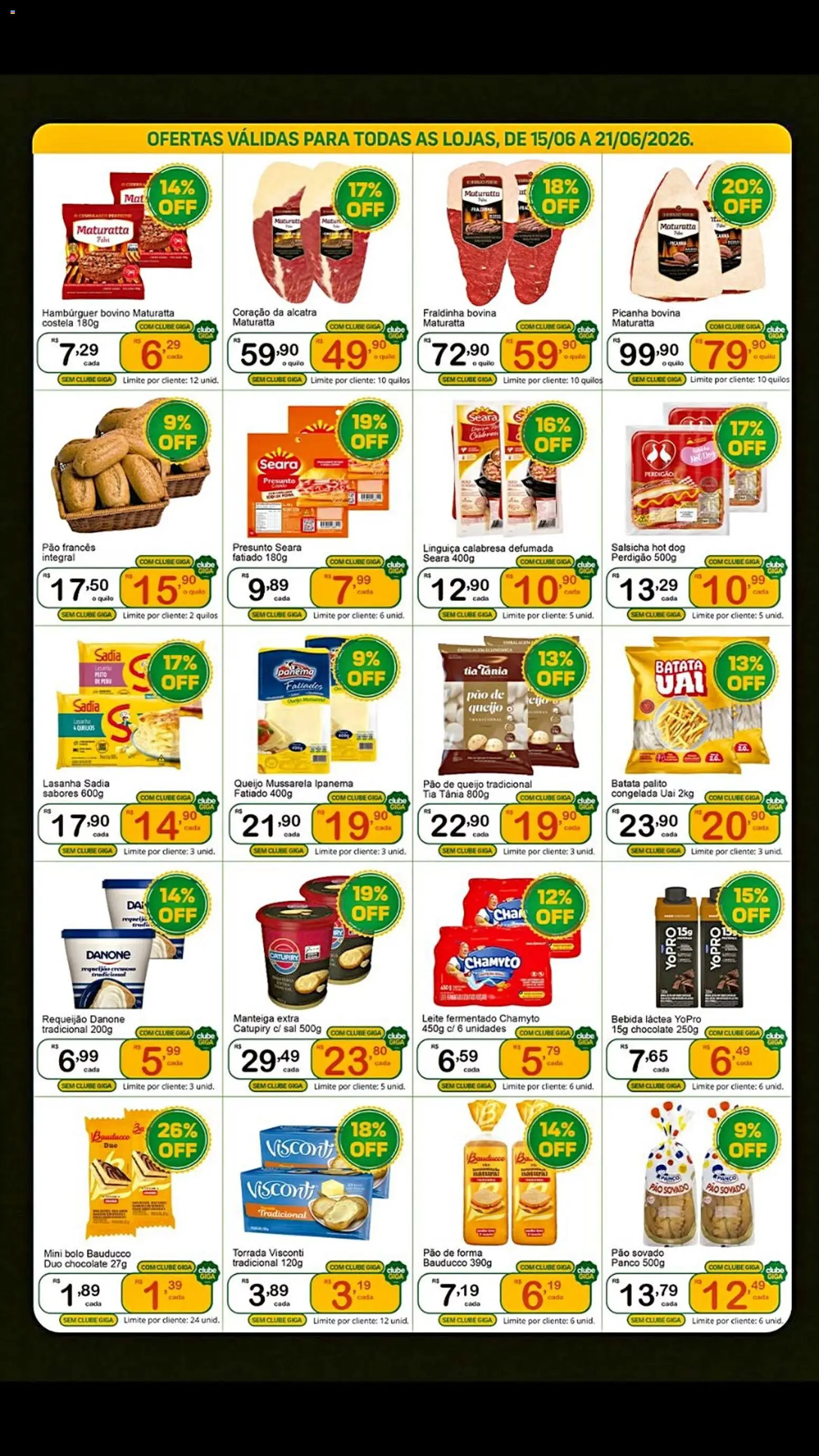 GIGA Atacado Folheto - válido de 15.06.2026 | Página: 2 | Produtos: Salsicha, Fraldinha, Chocolate, Pão de forma