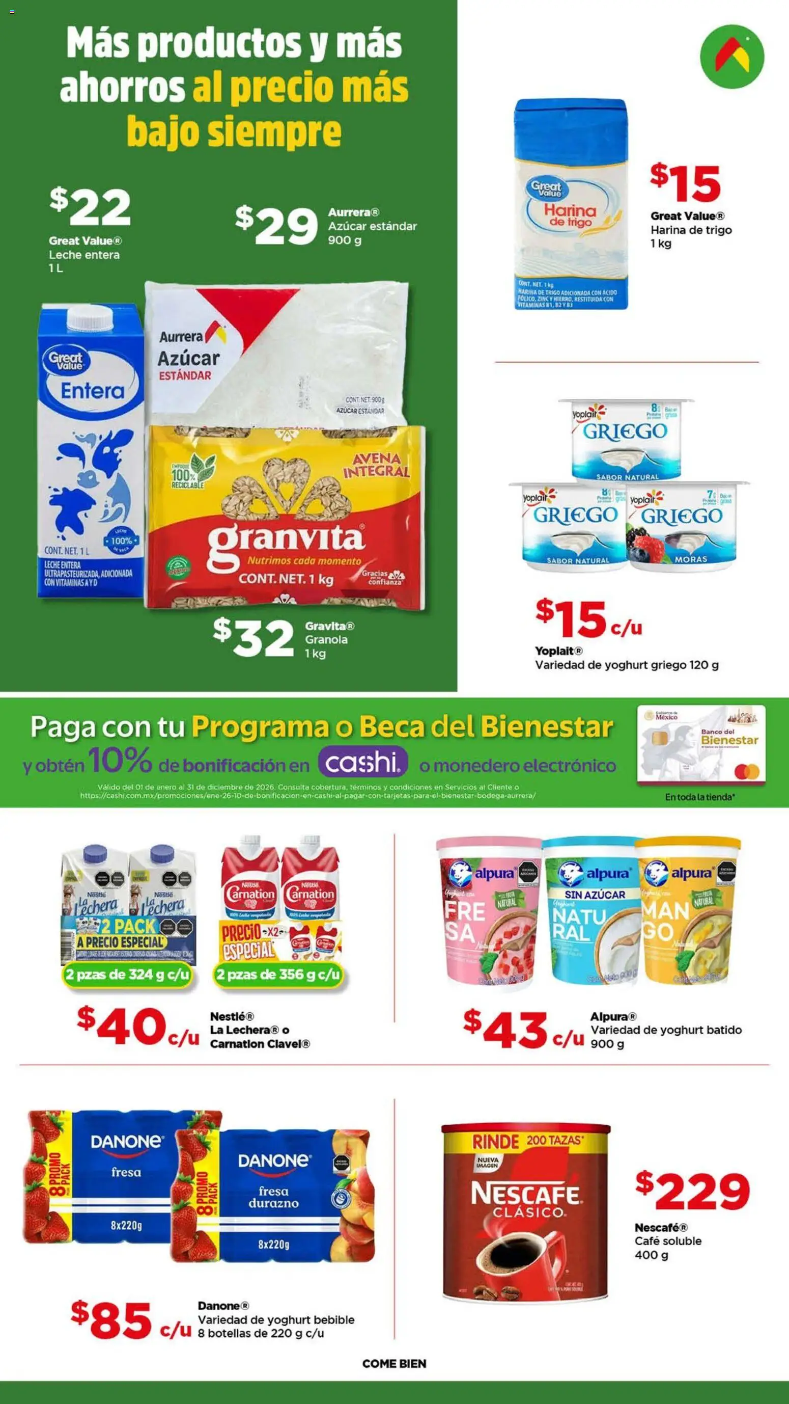 Nuevas ofertas de Bodega Aurrerá válidas en toda la República Mexicana desde el 22.04.2026. ¡Encuentra las mejores ofertas en Bodega Aurrerá folleto! | Página: 7 | Productos: Azúcar, Durazno, Monedero, Banco