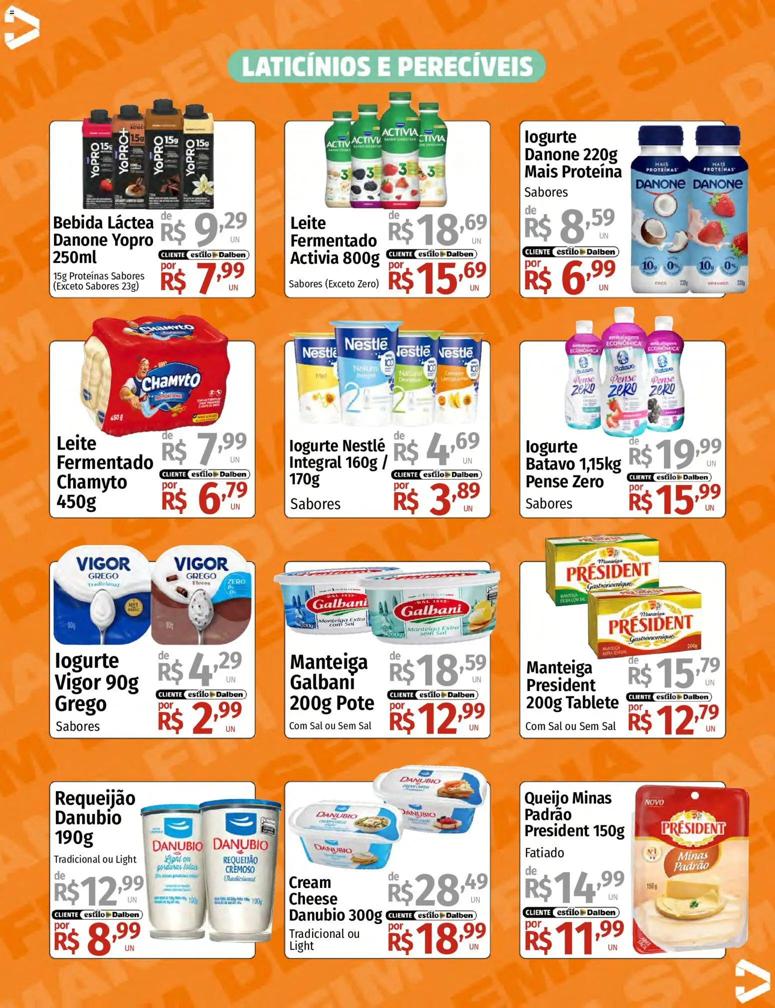 Supermercado Dalben Folheto - válido de 10/07/2026 | Página: 9 | Produtos: Queijo, Flocos, Bebida, Sal