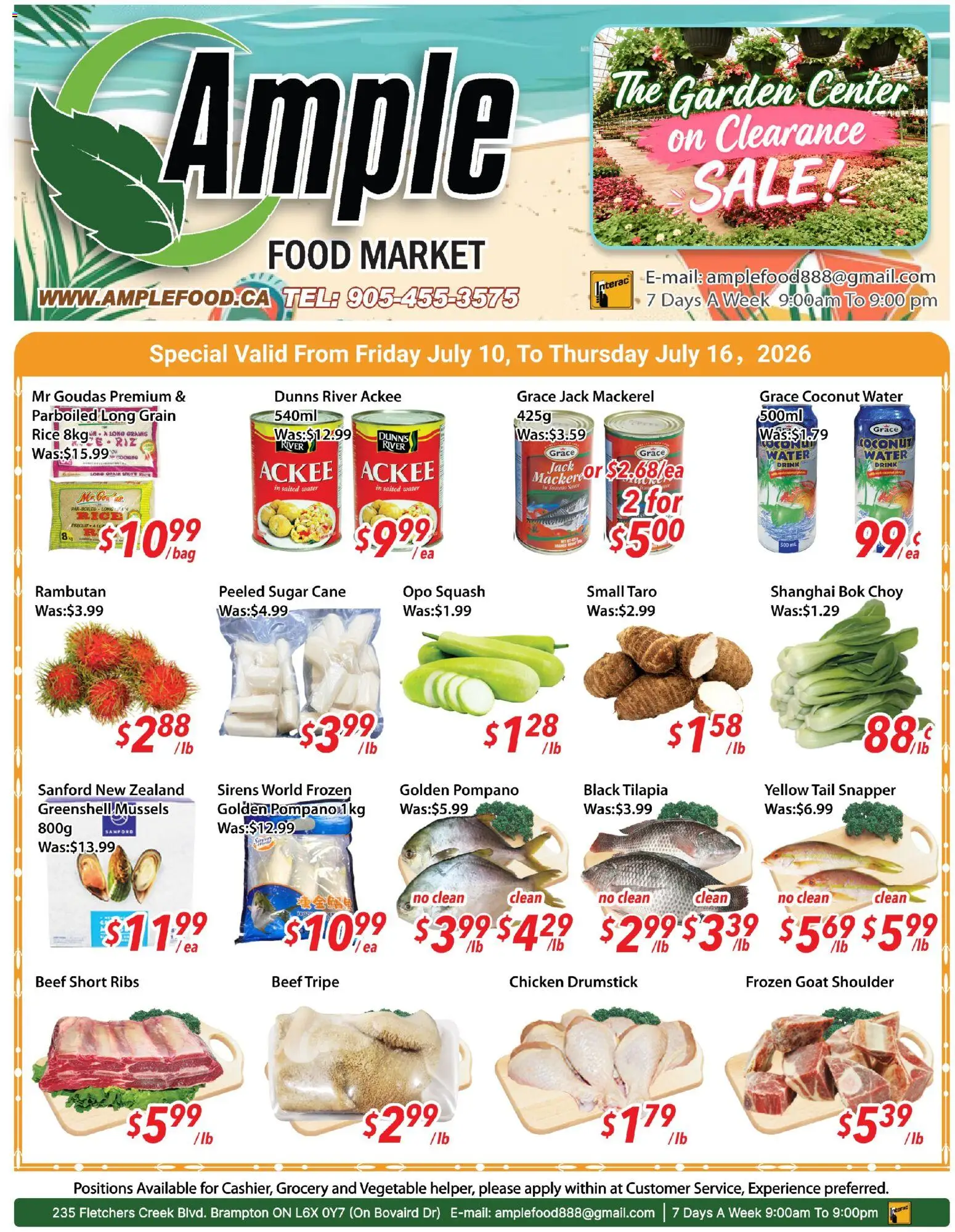 Ample Food Market flyer valid from Jul 10, 2026 | Page: 1 | Products: Rice, Beef, Chicken