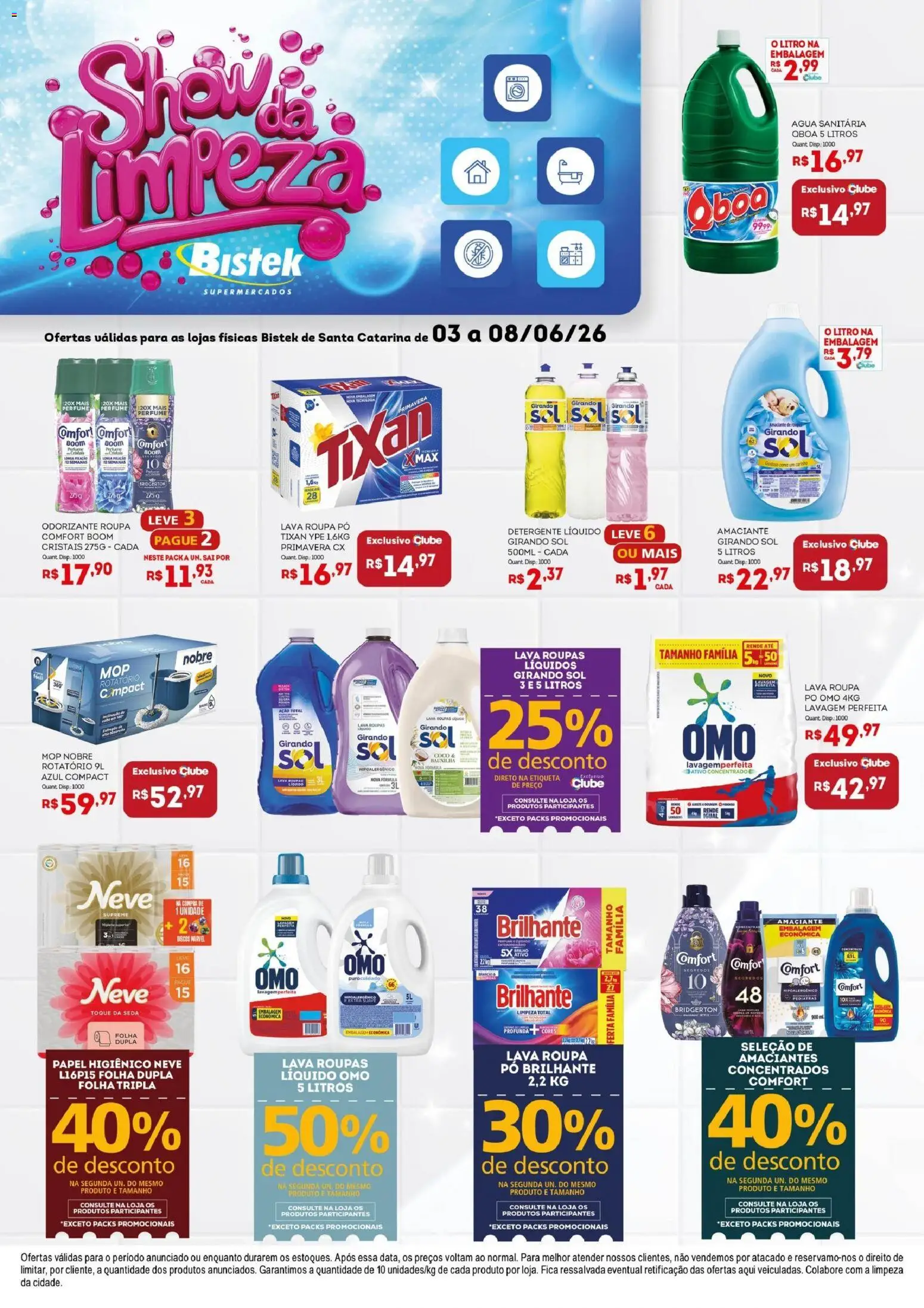 Bistek Supermercados Folheto - válido de 03.06.2026 | Página: 1 | Produtos: Coco, Mop, Girando sol, Água sanitária