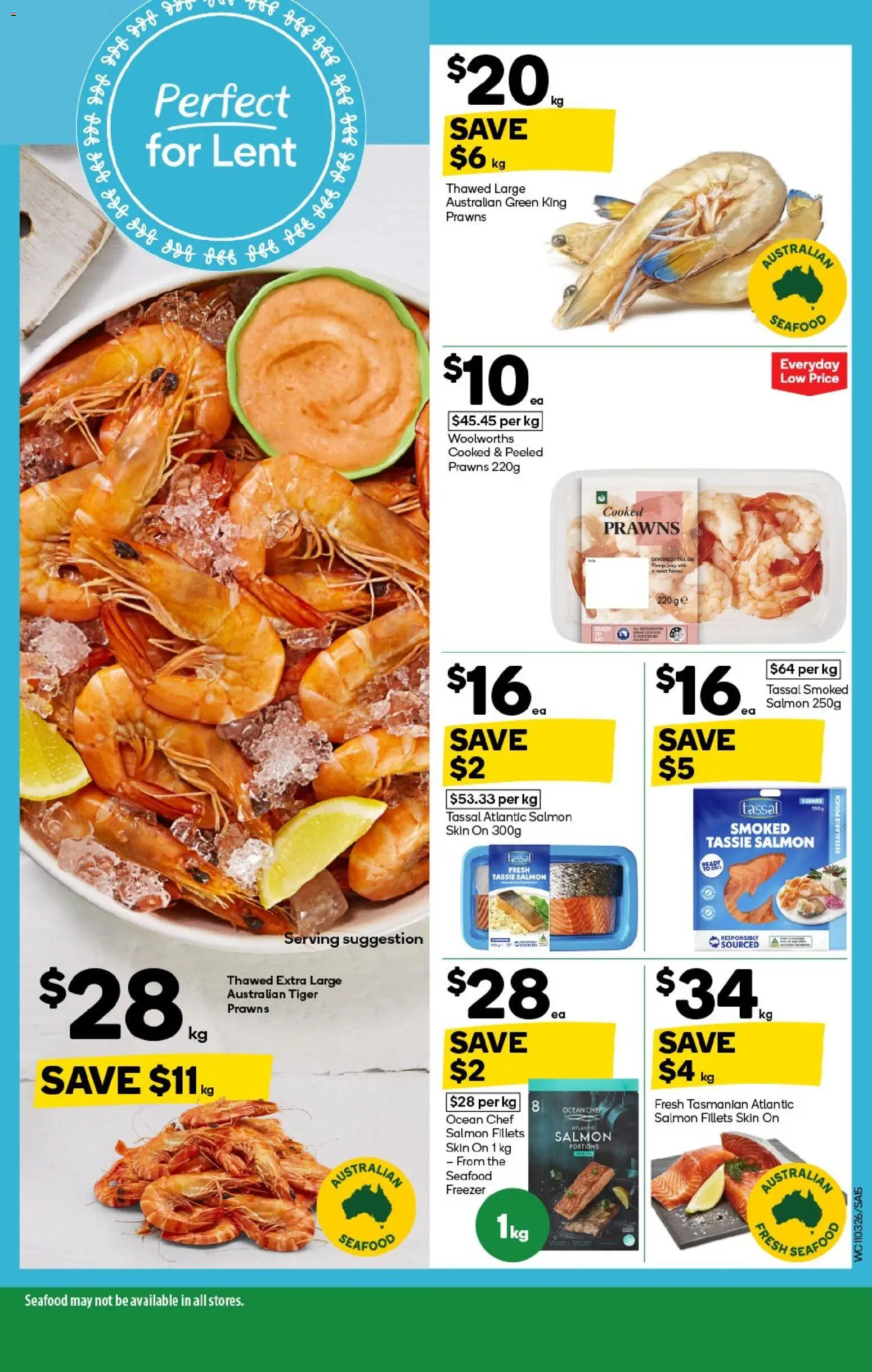 Woolworths catalogue - valid from 11.03.2026 | Page: 15 | Products: Prawns, Salmon, Seafood, Freezer