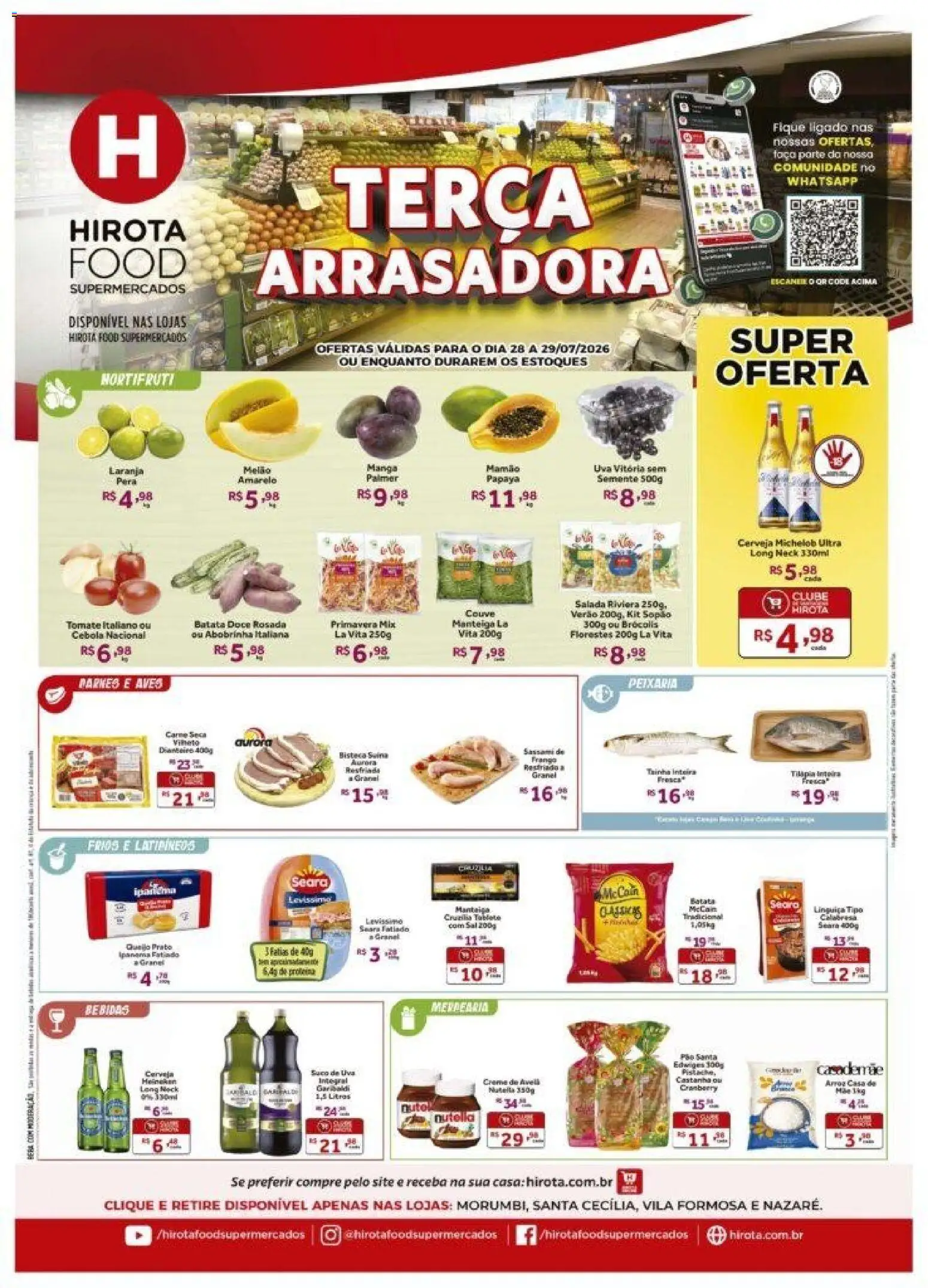 Hirota Food Folheto - válido de 28/07/2026 | Página: 1 | Produtos: Abobrinha, Queijo, Batata, Sal