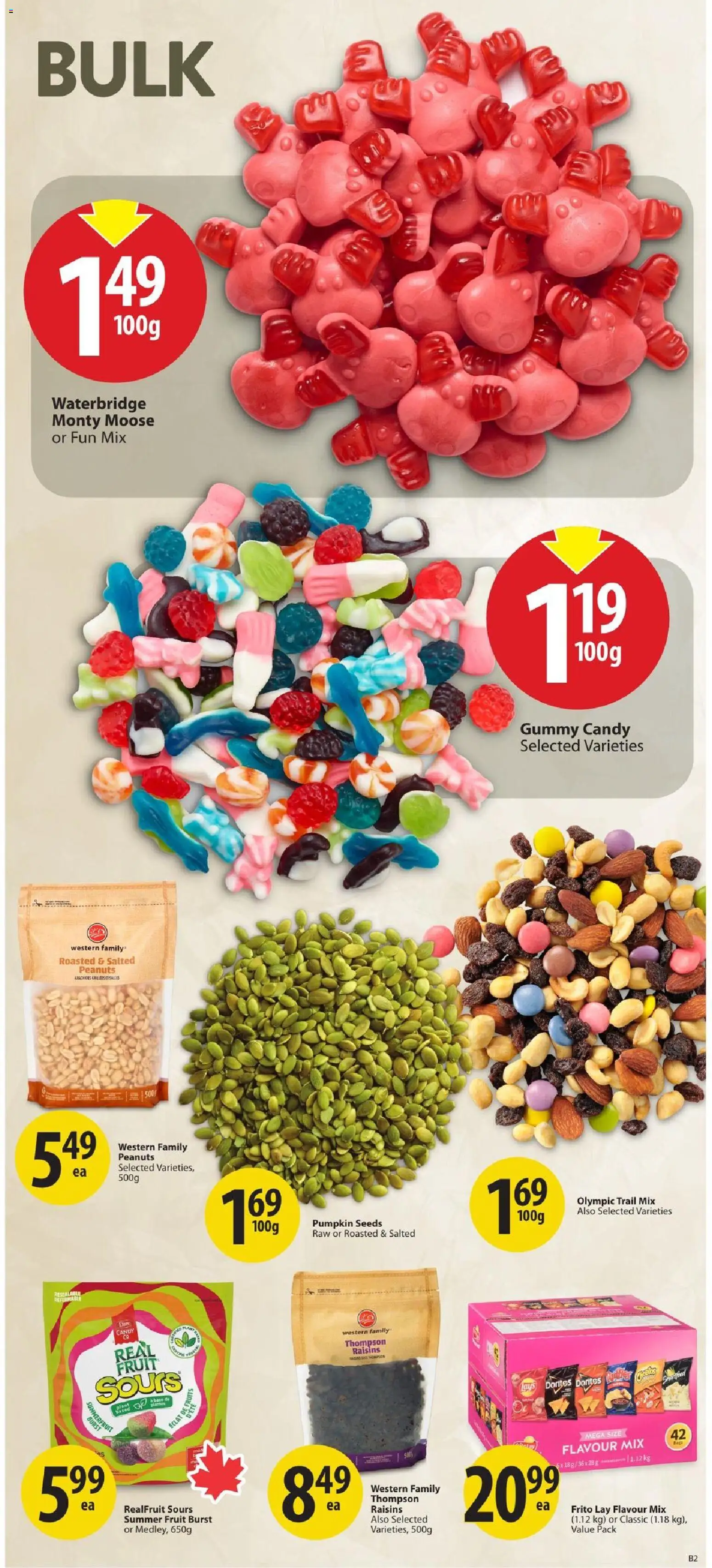 Save on foods flyer valid from Aug 13, 2026 | Page: 22 | Products: Fruit, Peanuts, Raisins, Pumpkin