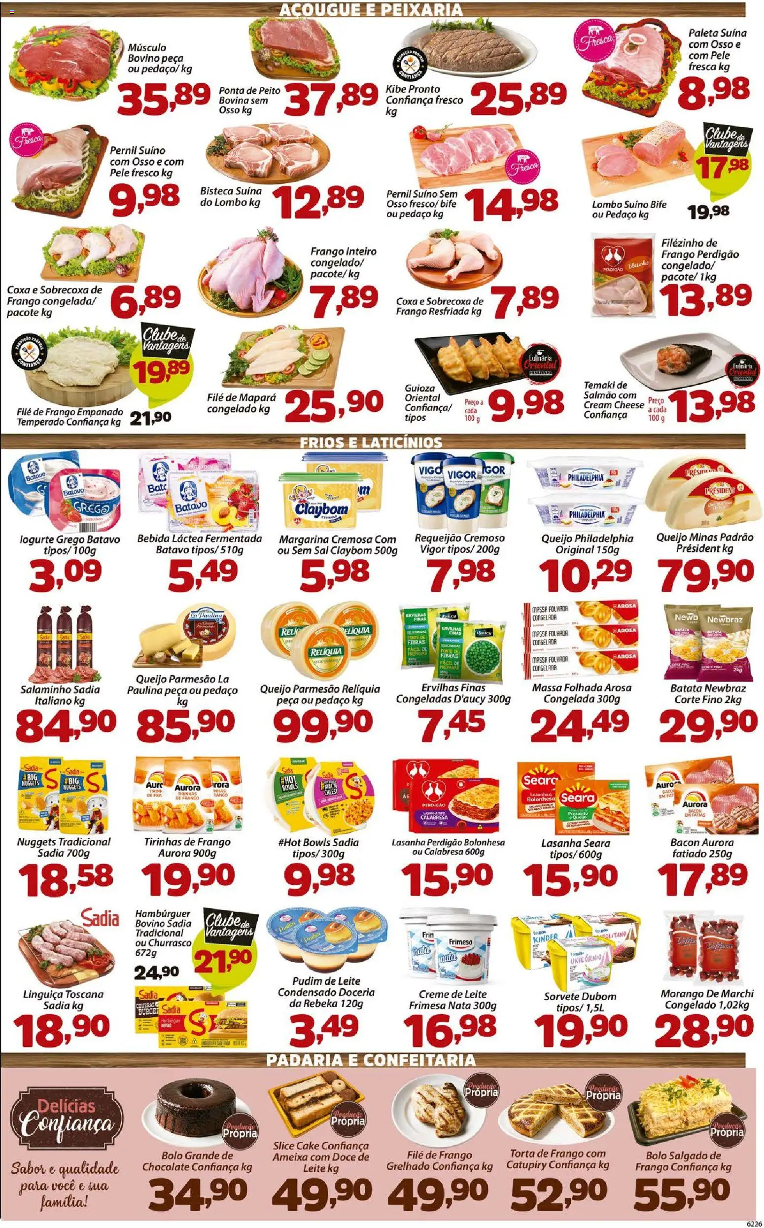 Confiança Folheto - válido de 25/08/2026 | Página: 3 | Produtos: Queijo Philadelphia, Presunto, Lasanha, Queijo parmesão