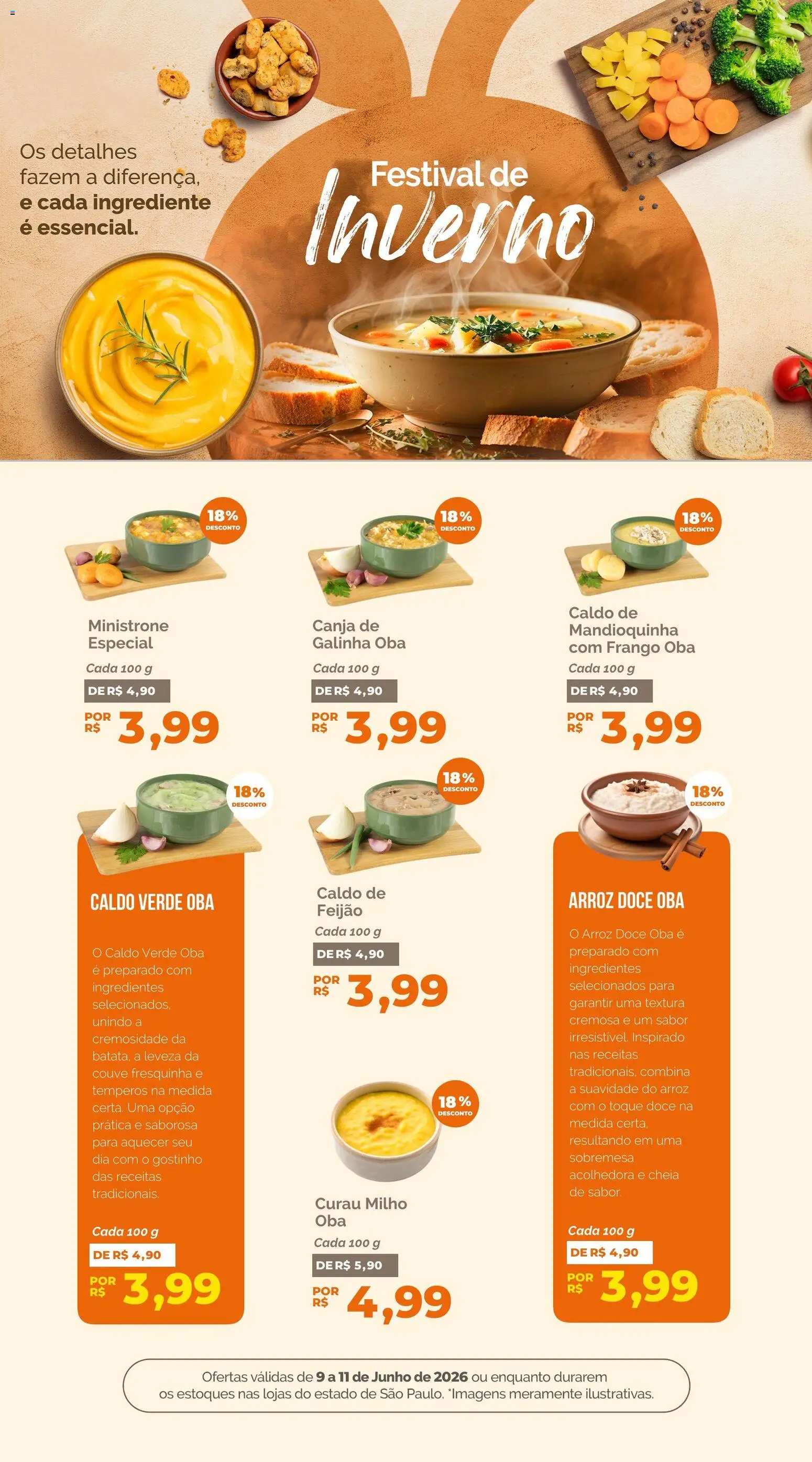 Oba Hortifruti Folheto - válido de 09.06.2026 | Página: 4 | Produtos: Feijão, Mandioquinha, Arroz, Couve