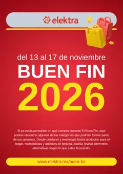 Vista previa de Elektra Buen Fin aviso, nuevo folleto de la tienda, válido en México a partir del 09/10/2026