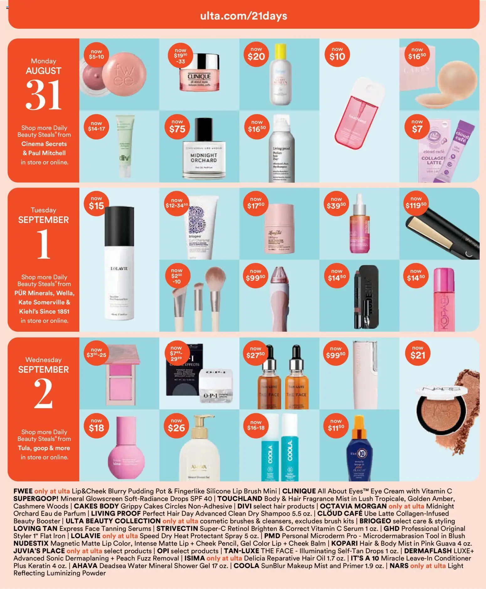 Ulta Beauty 21 Days of Beauty Calendar - valid from 08/28/2026 | Page: 3 | Products: Brush, Conditioner, Oil, Shower gel