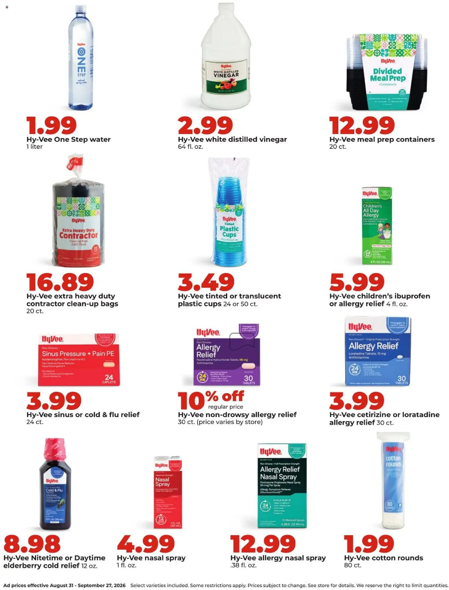 HyVee Monthly Ad - valid from 08/31/2026 | Page: 18 | Products: Vinegar, Water