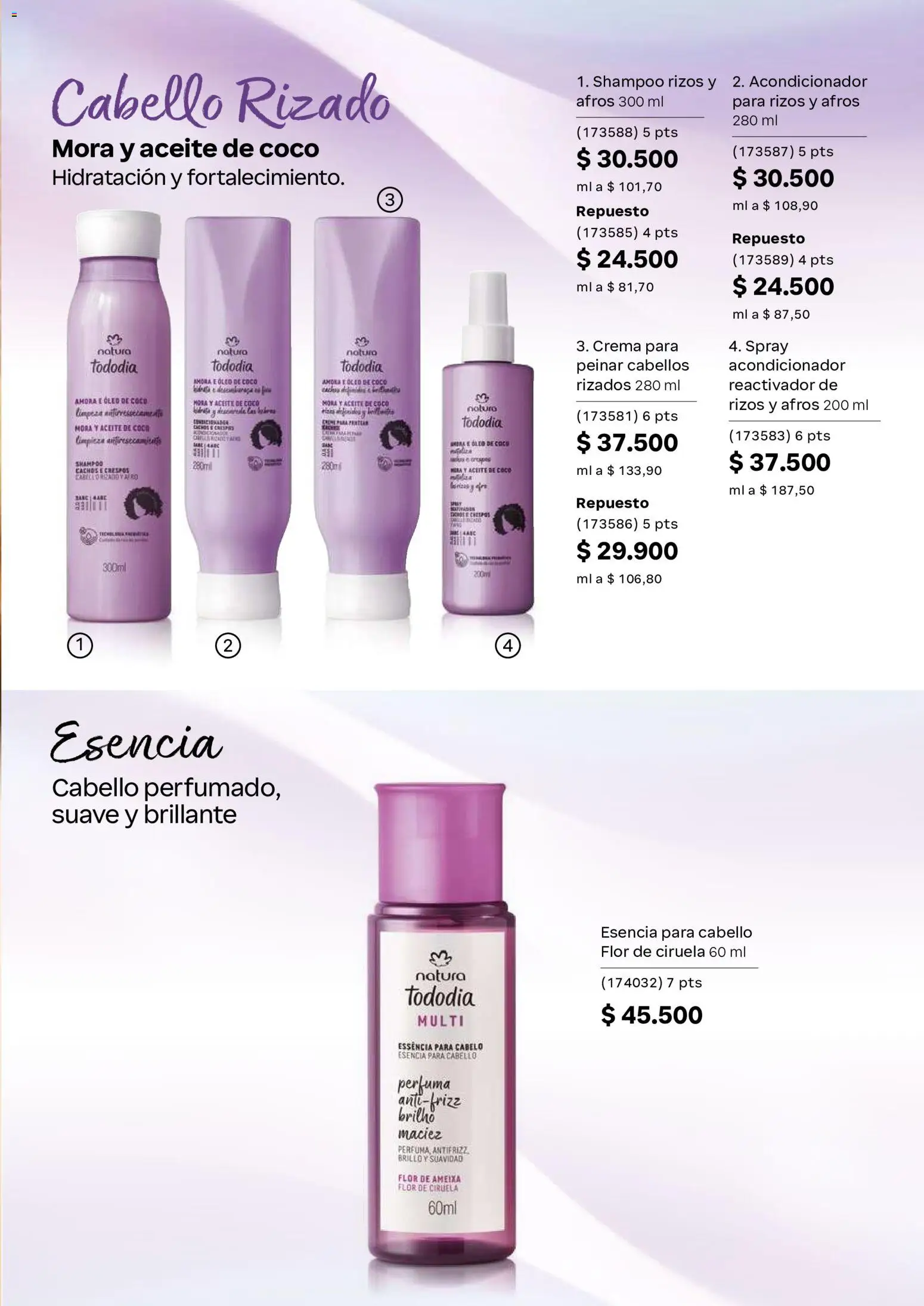 Natura revista - valida desde el 01/07/2026 | Página: 159 | Productos: Crema, Brillo, Aceite de coco, Mora