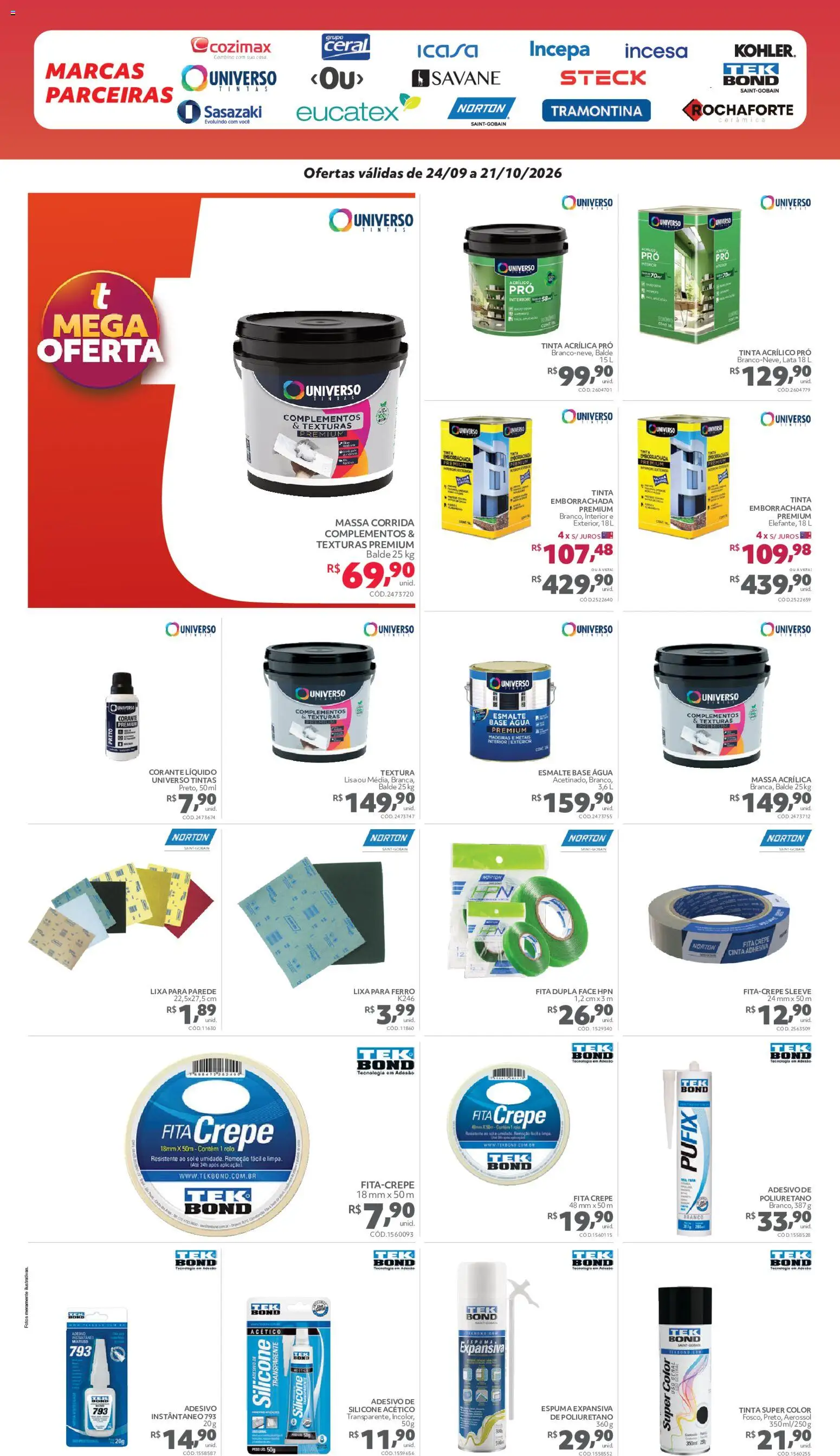 Telhanorte Folheto - válido de 24/09/2026 | Página: 12 | Produtos: Fita, Base, Água, Tinta