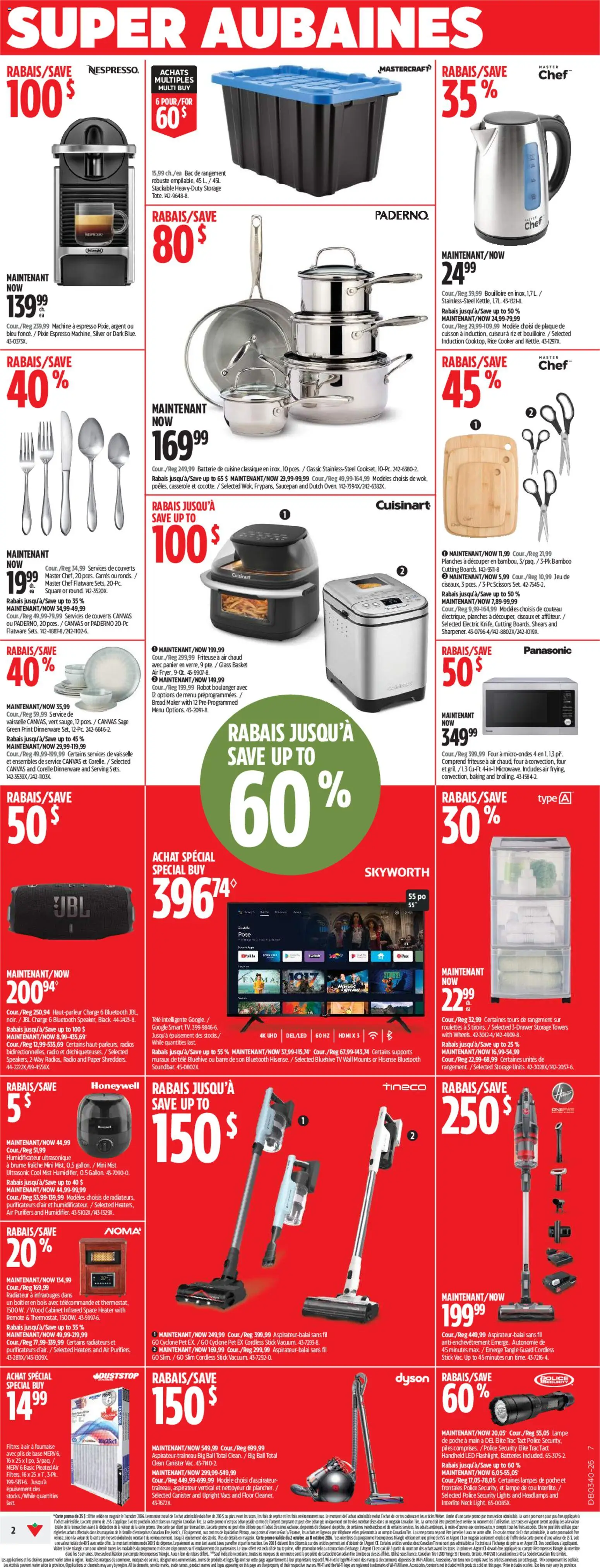 Canadian Tire flyer valid from Oct 1, 2026 | Page: 2 | Products: Rice, Robot, Cabinet, Bread