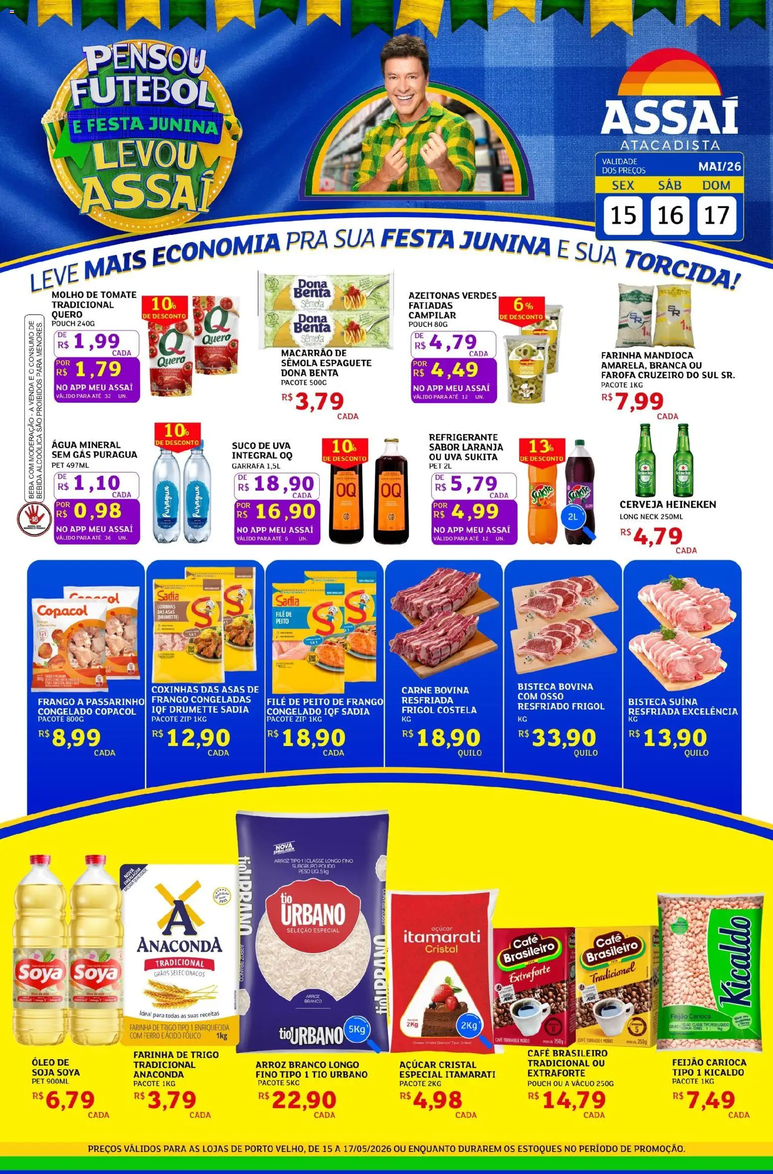 Assaí Atacadista Folheto - válido de 15.05.2026 | Página: 1 | Produtos: Feijão, Café, Cerveja Heineken, Farofa