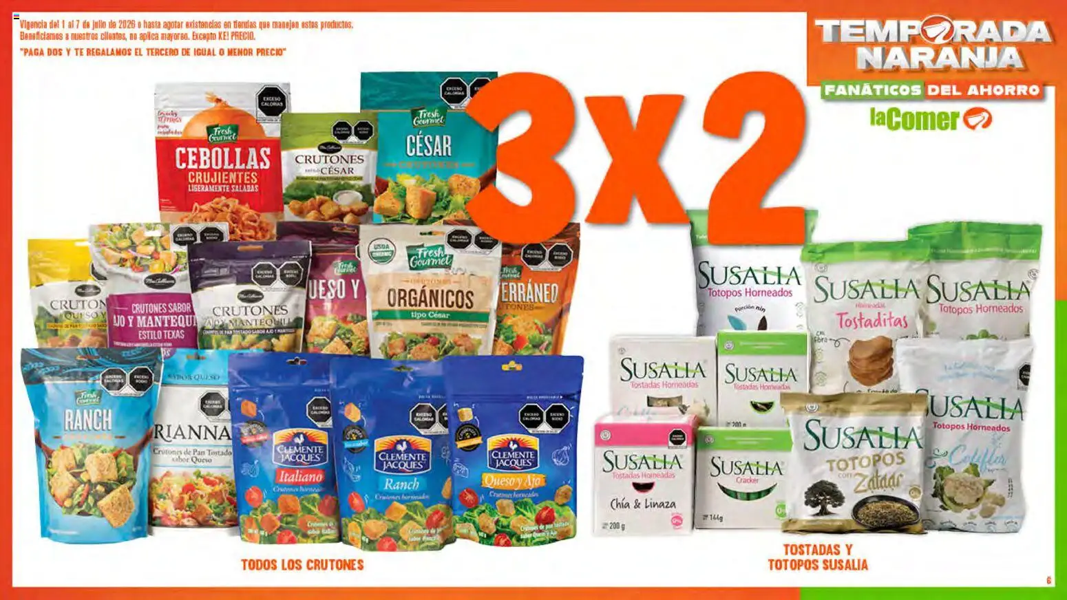 Nuevas ofertas de La Comer válidas en toda la República Mexicana desde el 01/07/2026. ¡Encuentra las mejores ofertas en La Comer folleto! | Página: 6 | Productos: Coliflor, Queso, Pan, Té