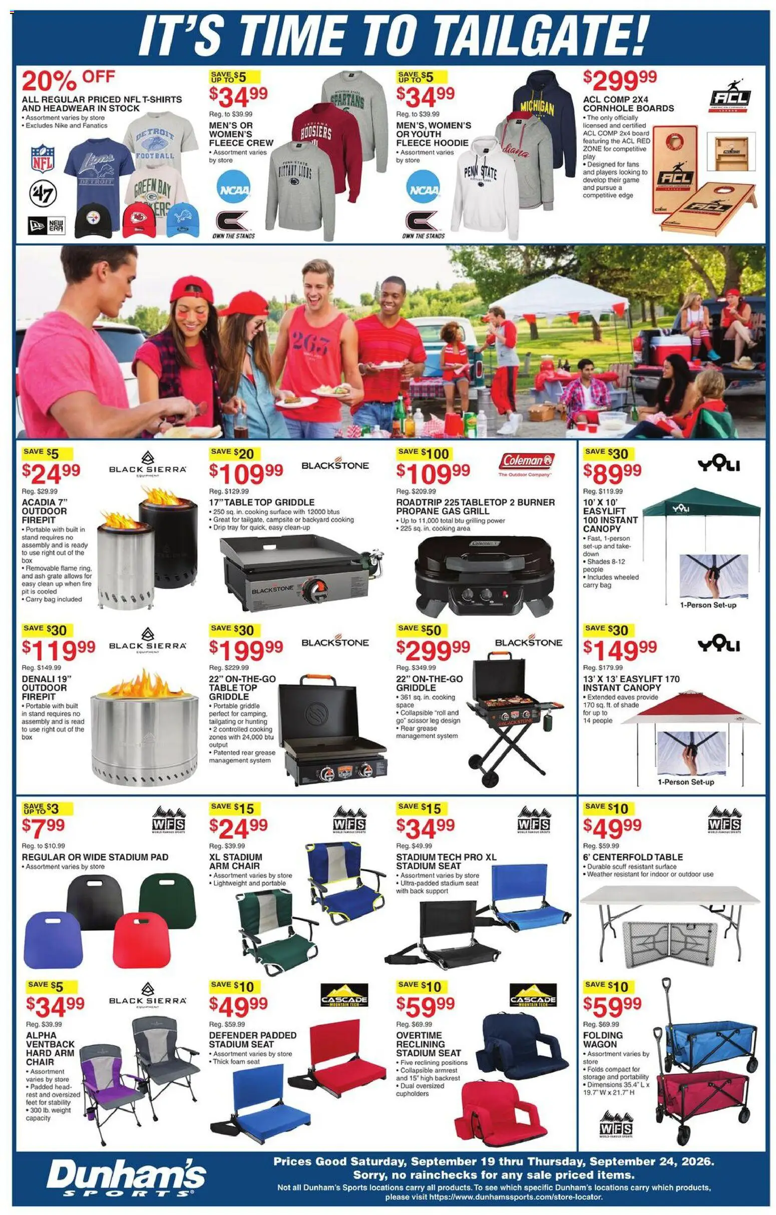 Dunham's Sports Weekly Ad - valid from 09/19/2026 | Page: 9 | Products: Grate, Table, Chair, Gas grill