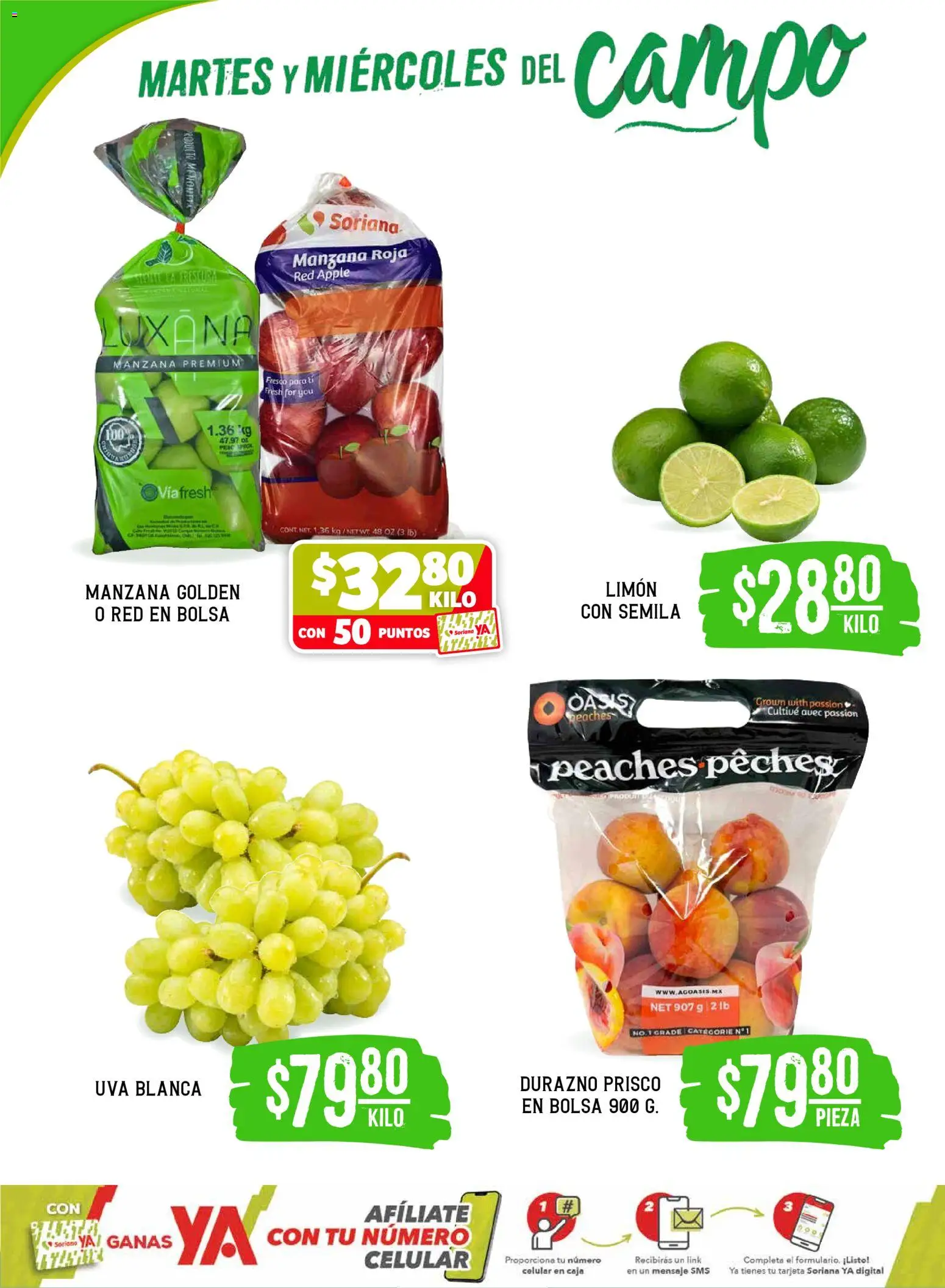 Nuevas ofertas de Soriana válidas en toda la República Mexicana desde el 19.05.2026. ¡Encuentra las mejores ofertas en Soriana Martes y Miércoles del Campo Súper: Nuevo León, Ciudad Victoria y Tampico! | Página: 2 | Productos: Bolsa, Manzana, Limón, Caja