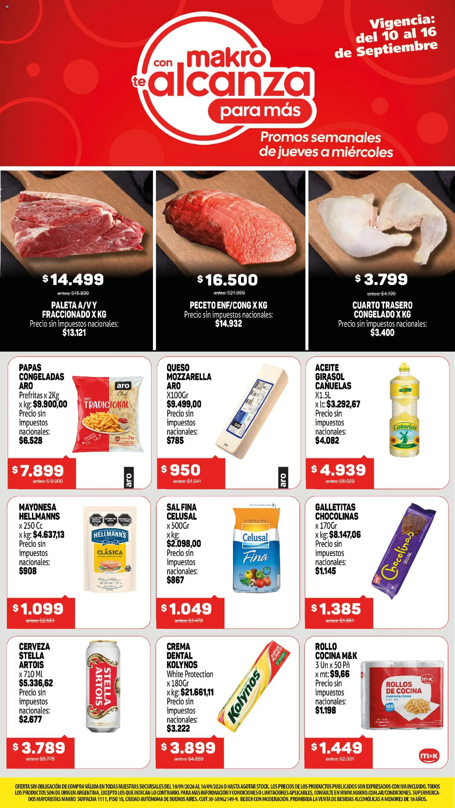 Makro Ofertas │ válido desde el 10/09/2026 | Página: 1 | Productos: Galletitas, Bebidas, Aceite, Crema