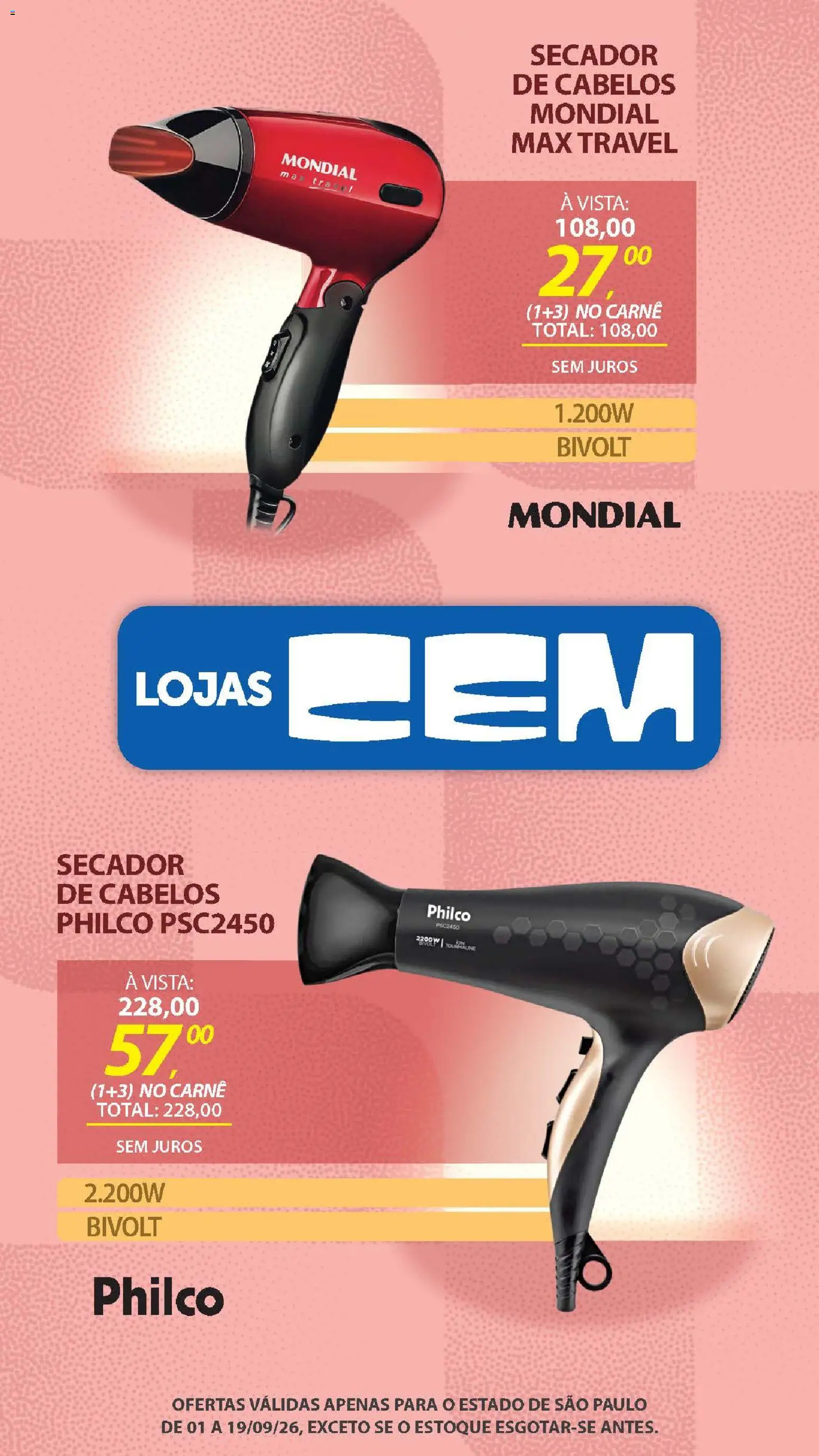 Lojas Cem Folheto - válido de 01/09/2026 | Página: 129 | Produtos: Secador, Carne