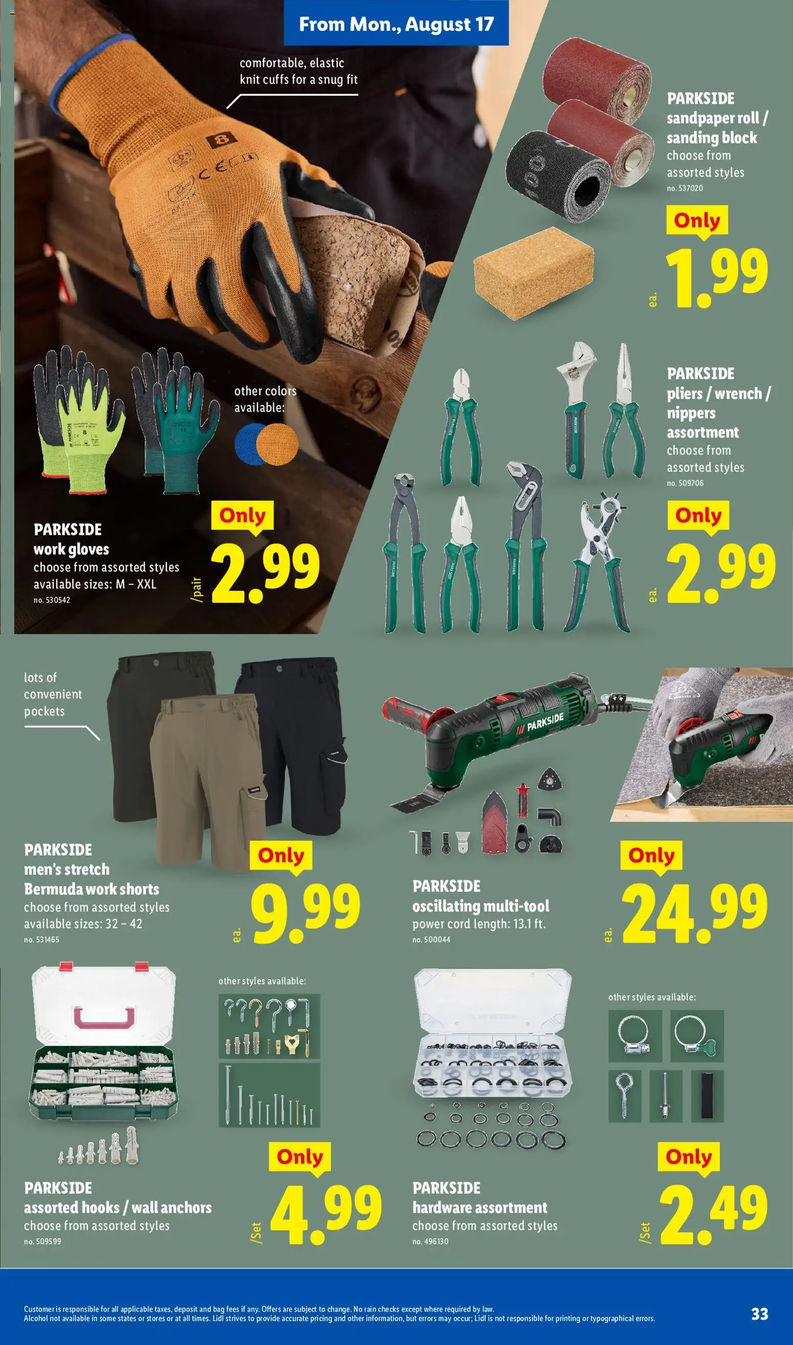 Lidl Weekly Ad - valid from 08/12/2026 | Page: 33 | Products: Alcohol, Shorts, Gloves, Bag