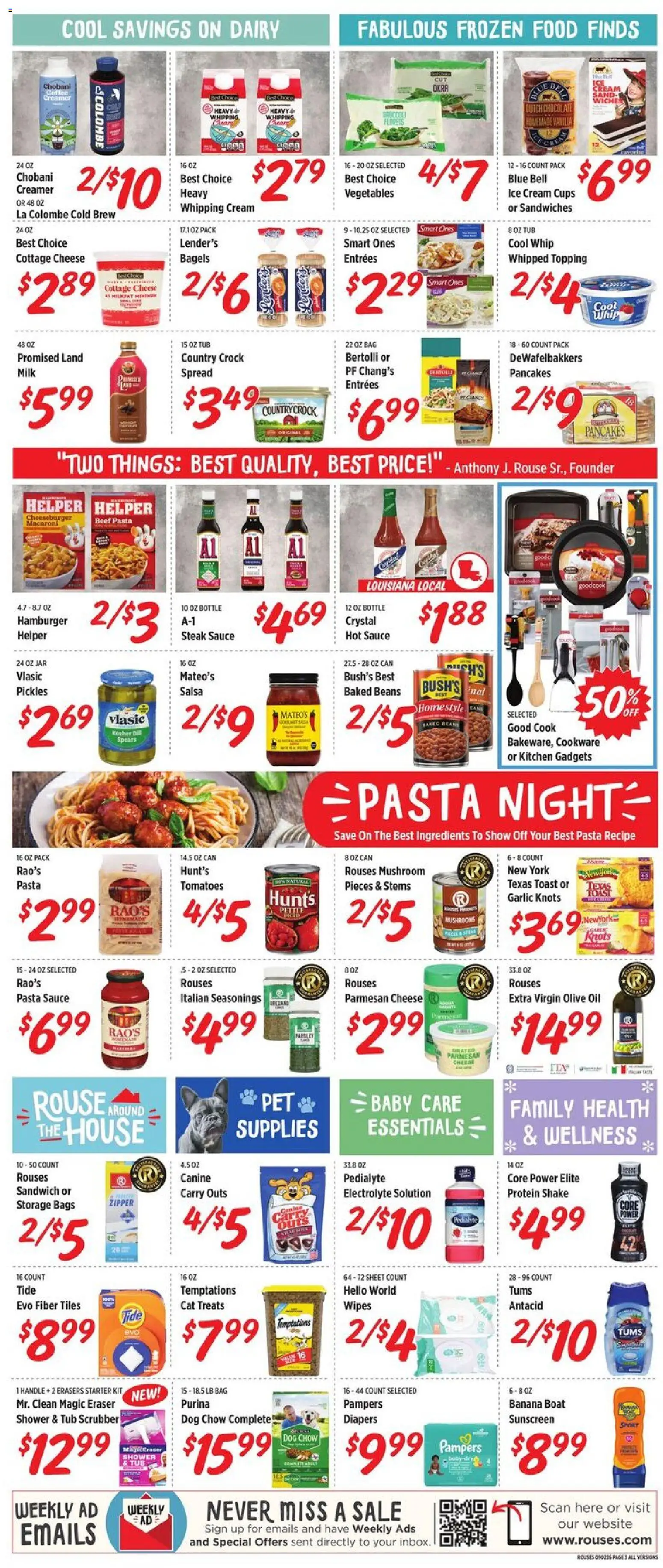 Rouses Weekly Ad - valid from 09/02/2026 | Page: 7 | Products: Eraser, Shower, Hamburger, Ice