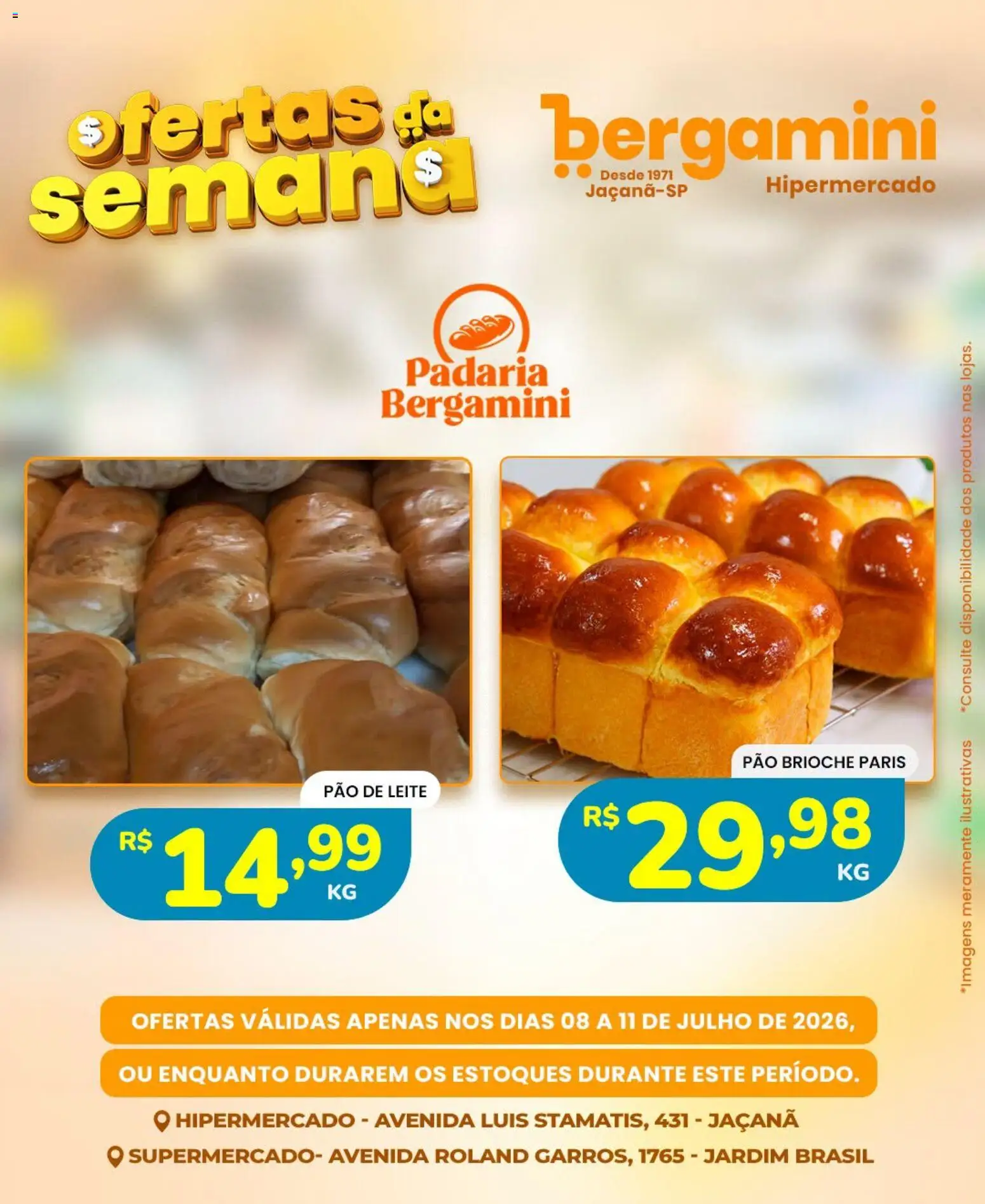 Supermercado Bergamini Folheto - válido de 08/07/2026 | Página: 26 | Produtos: Leite, Pão
