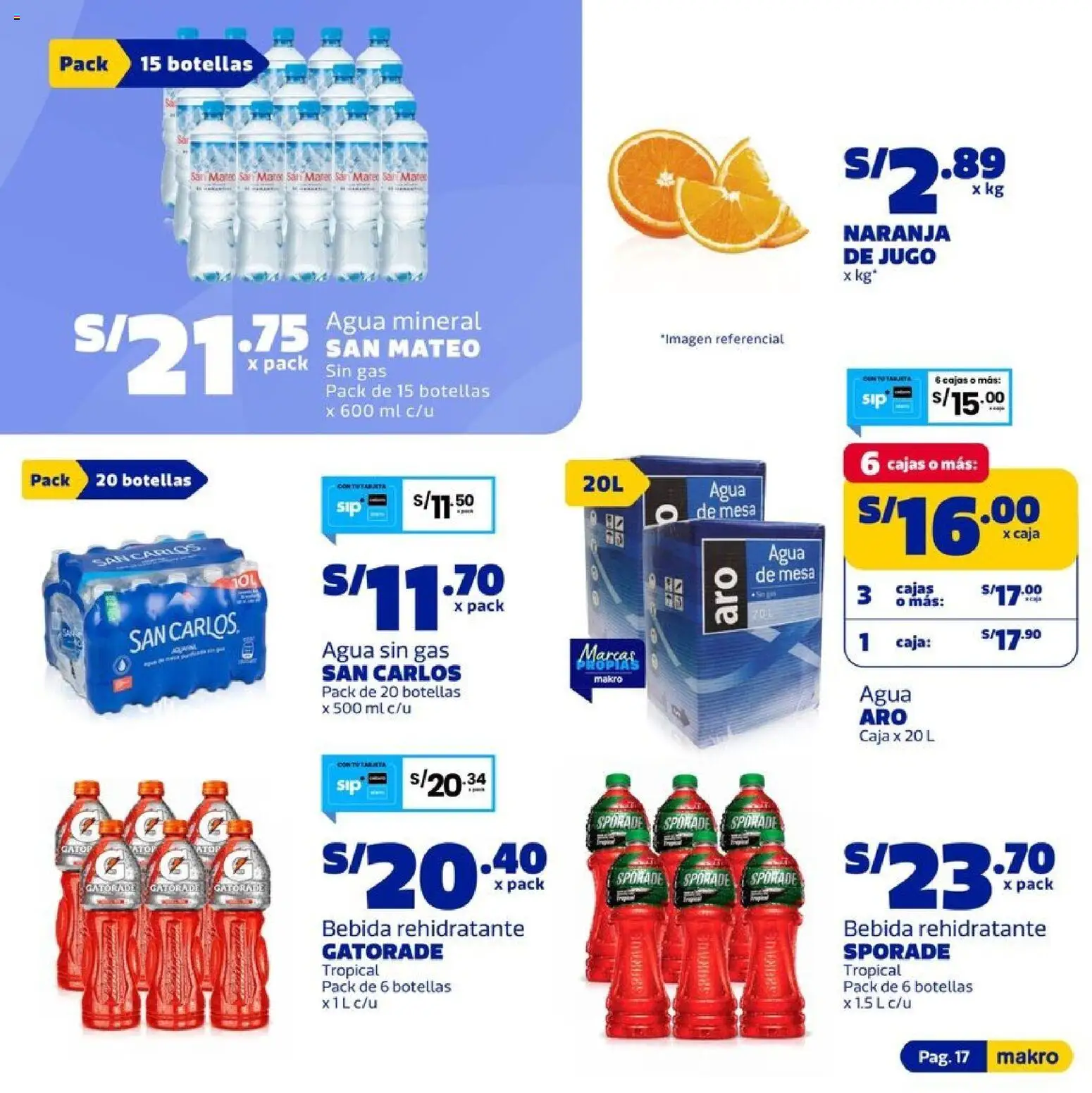 Catálogo Makro válido desde 13/08/2026 | Página: 17 | Productos: Mesa, Jugo, Agua mineral, Agua