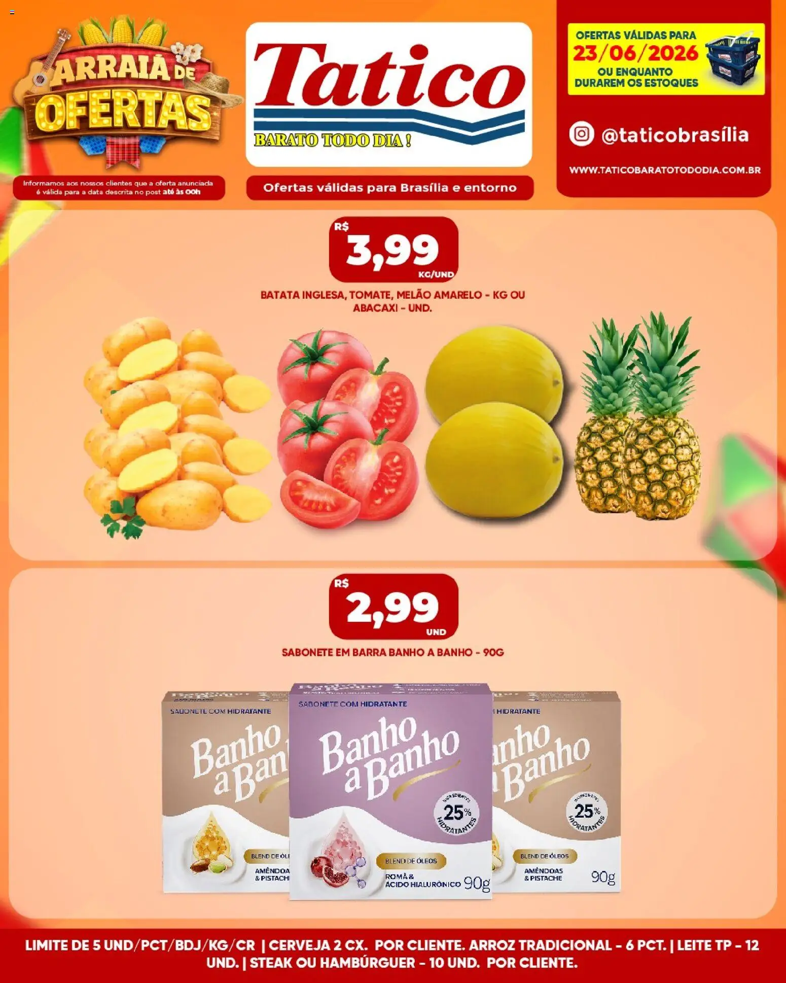Tatico Folheto - válido de 23/06/2026 | Página: 3 | Produtos: Pistache, Cerveja, Arroz, Batata