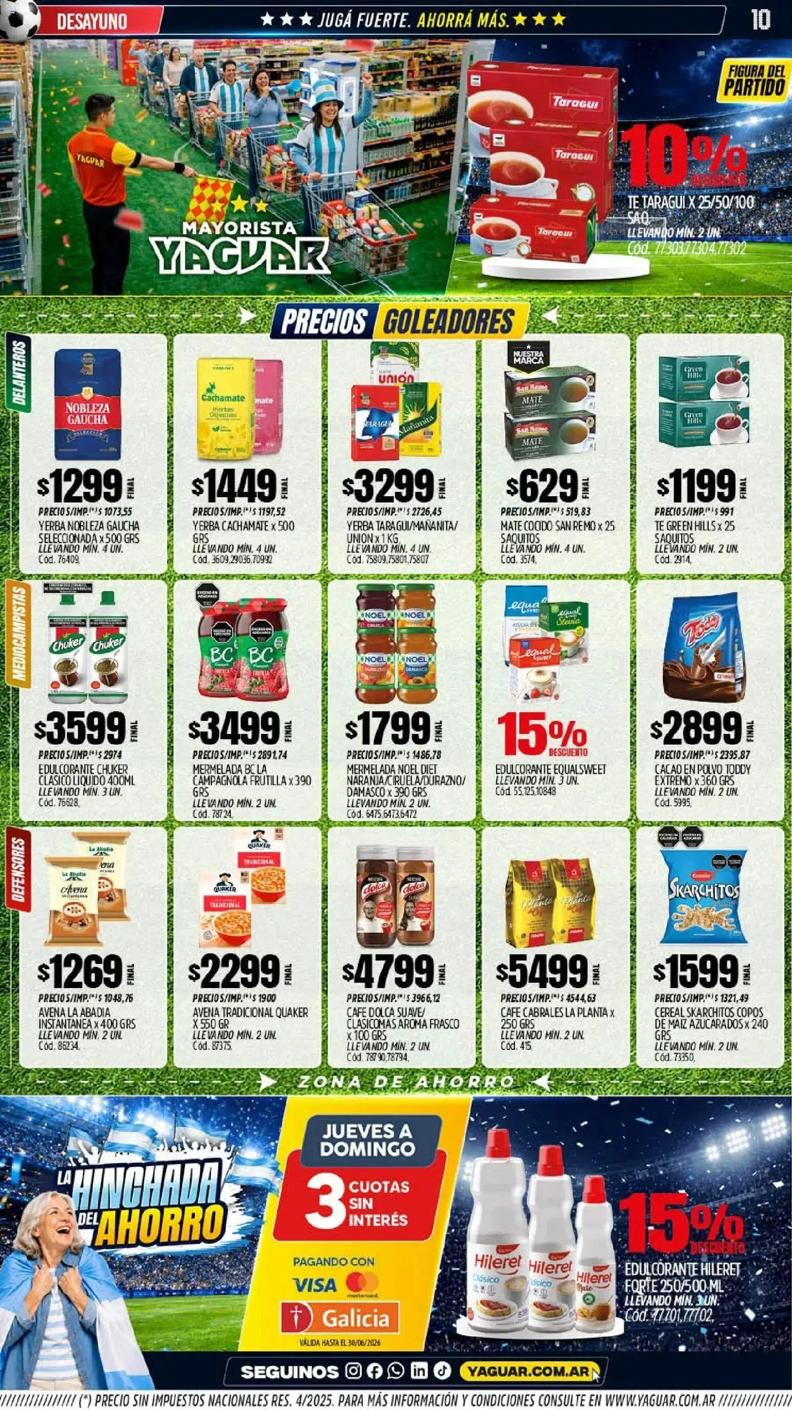 Yaguar - Oferta Semanal Santa Fé │ válido desde el 15.06.2026 | Página: 9 | Productos: Avena, Café, Mermelada, Planta