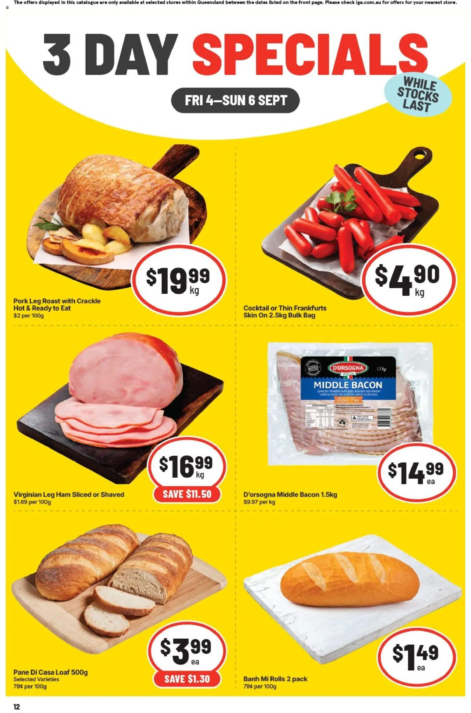 IGA catalogue - valid from 04/09/2026 | Page: 2 | Products: Bacon, Cocktail, Bag, Pork leg