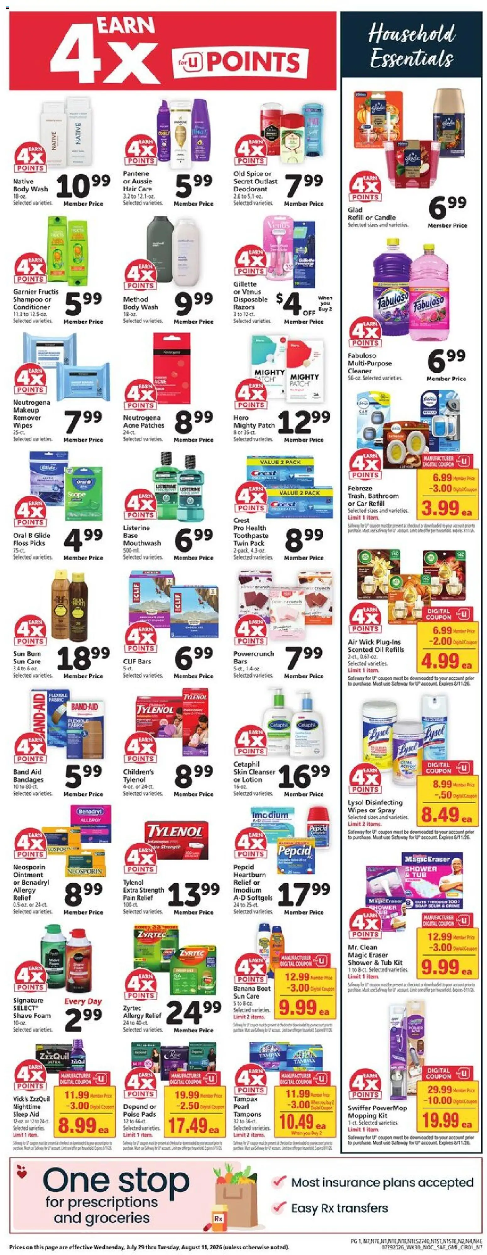 Safeway Weekly Ad - valid from 07/29/2026 | Page: 8 | Products: Shower, Oil, Deodorant, Tampons