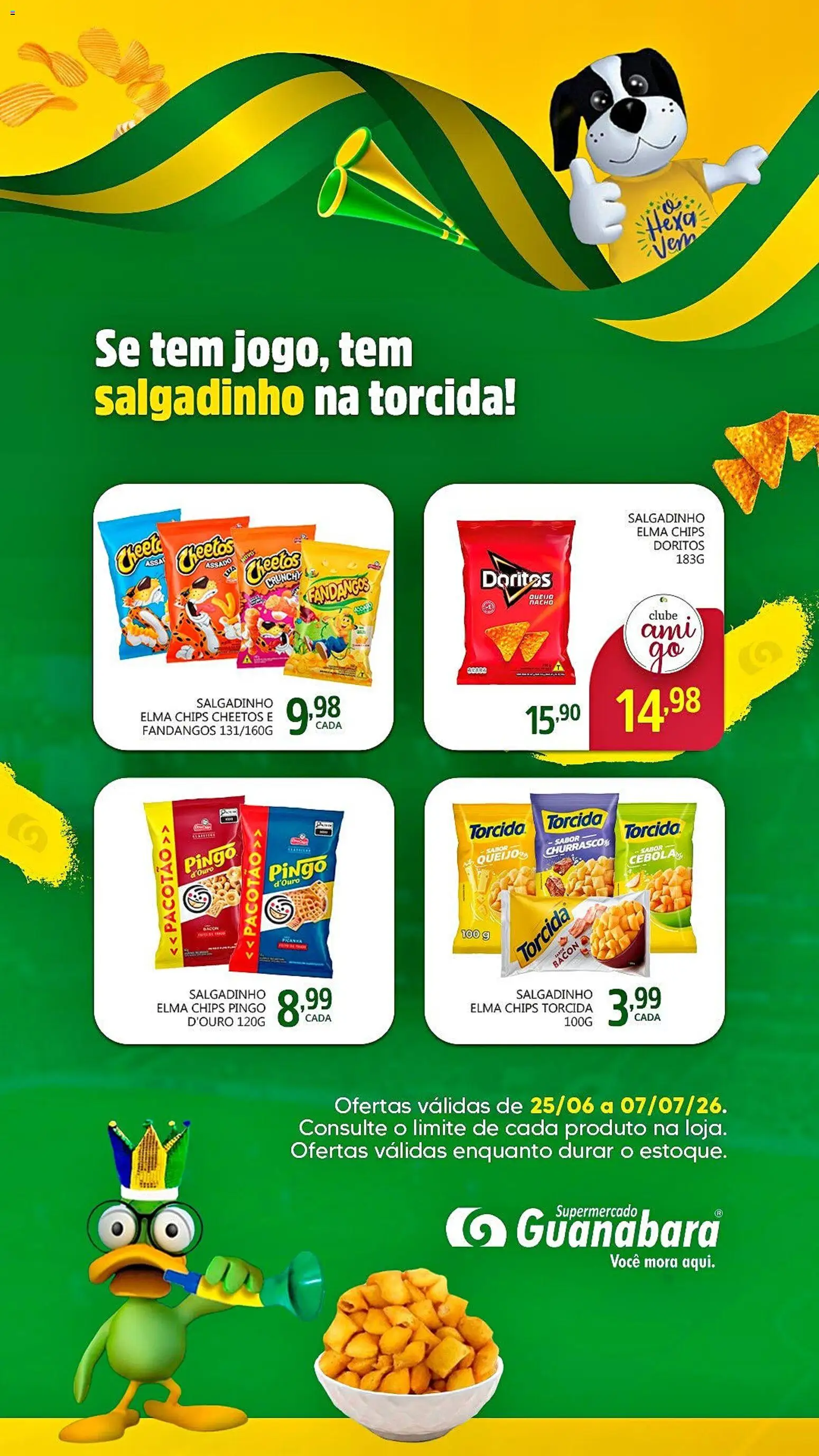 Supermercado Guanabara Folheto - válido de 25/06/2026 | Página: 1 | Produtos: Elma Chips, Cheetos