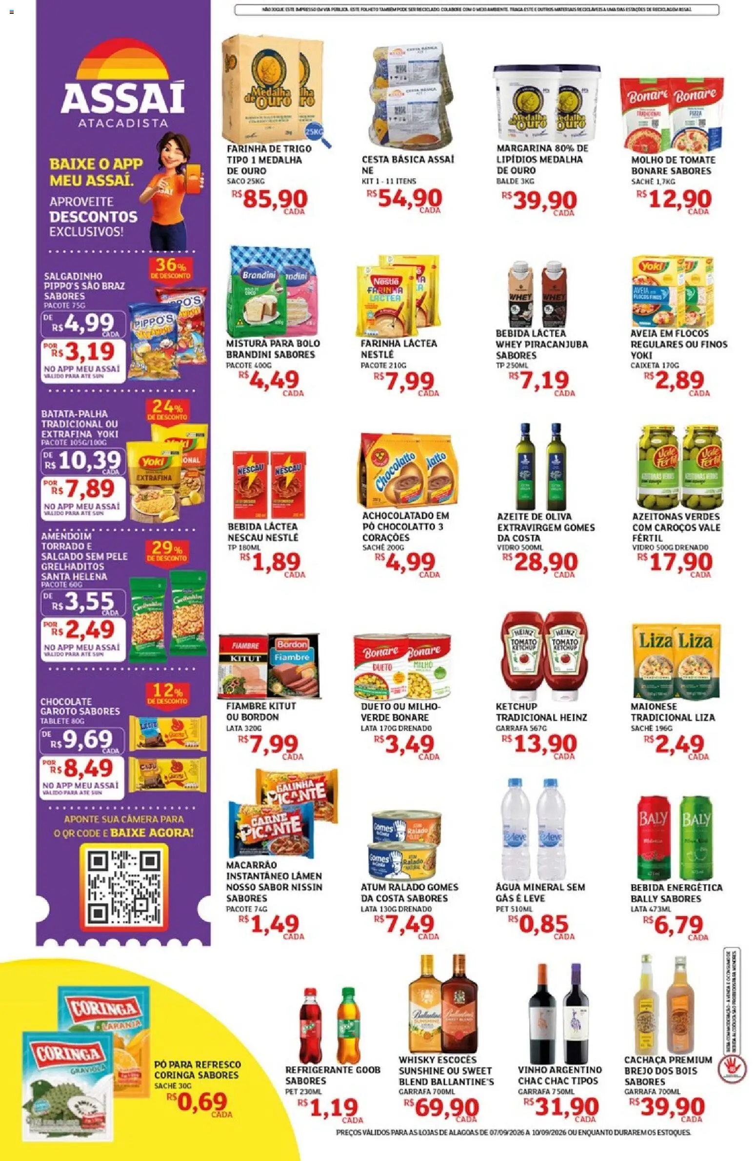 Assaí Atacadista Folheto - válido de 07/09/2026 | Página: 2 | Produtos: Farinha de trigo, Macarrão, Flocos, Água mineral