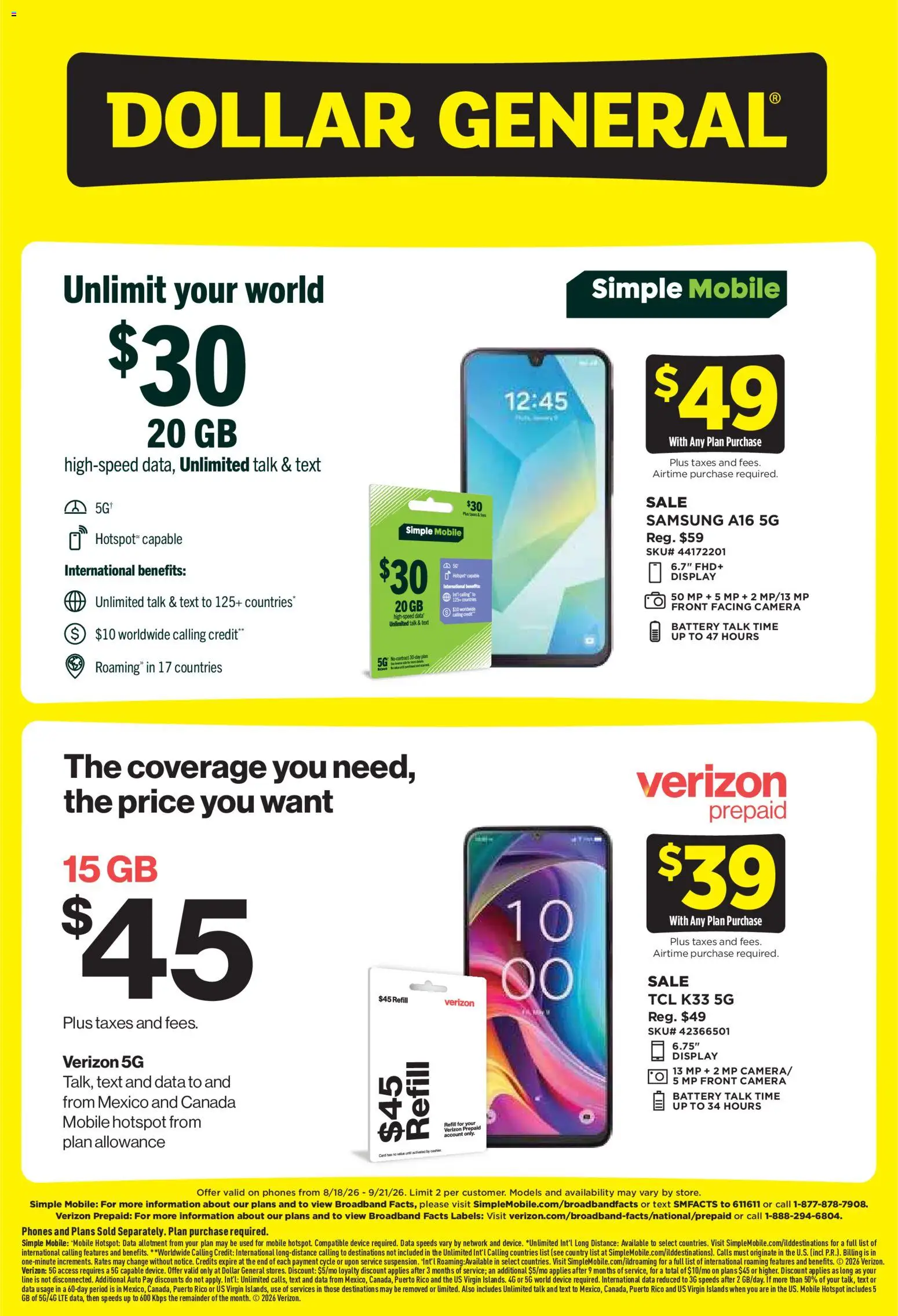 Dollar General AT&T/Tracfone - valid from 08/16/2026 | Page: 2 | Products: Battery, Camera