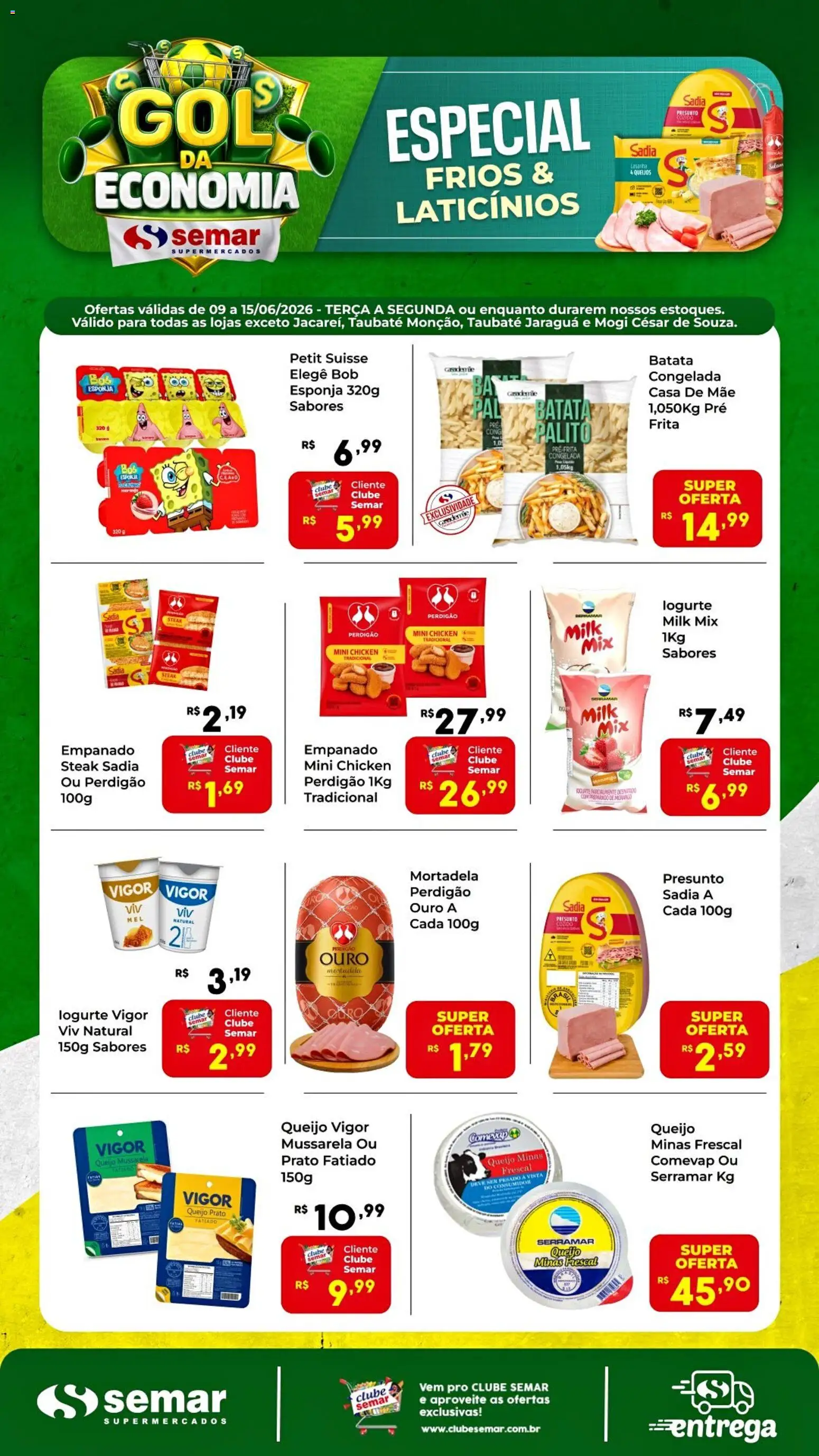 Semar Supermercado Folheto - válido de 09.06.2026 | Página: 2 | Produtos: Esponja, Queijo, Lasanha, Mussarela