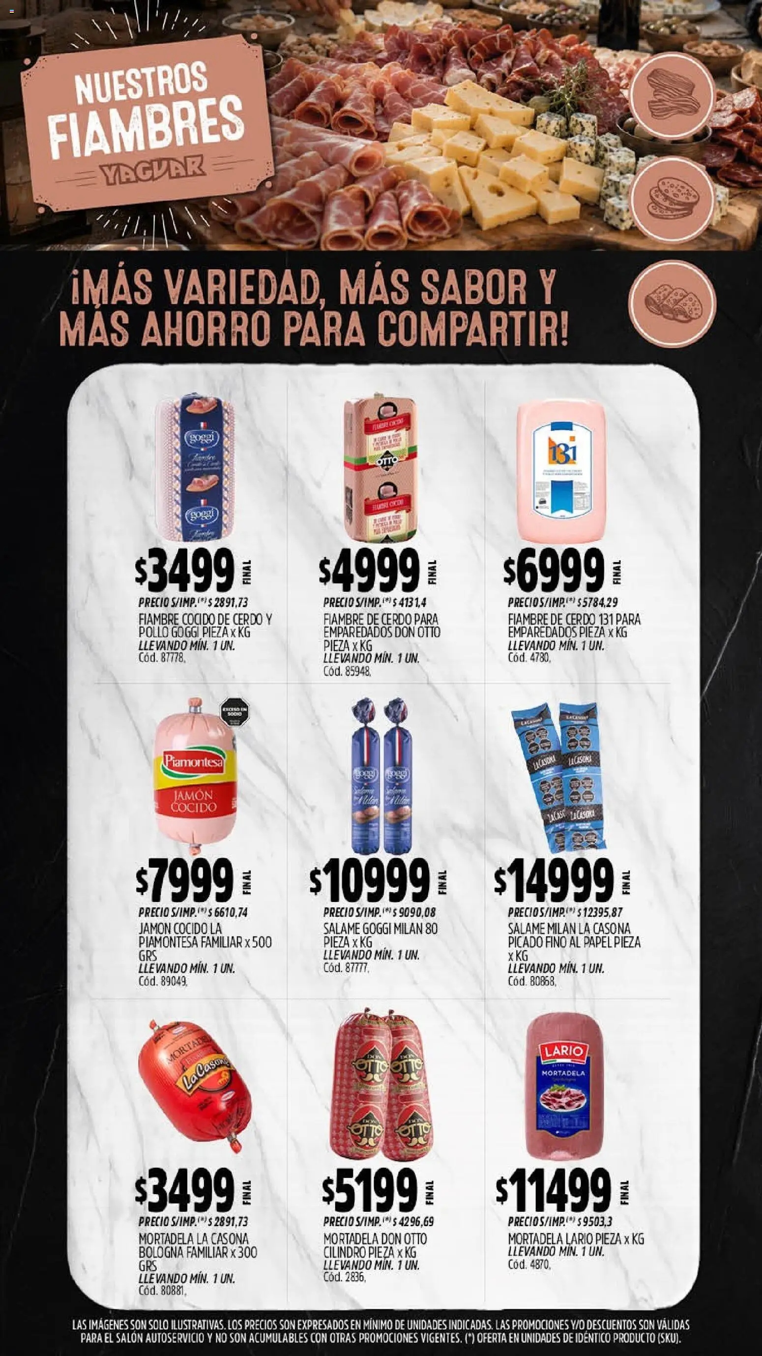 Yaguar - Oferta Semanal San Juan │ válido desde el 07/09/2026 | Página: 8 | Productos: Mortadela, Jamón, Salame, Cerdo