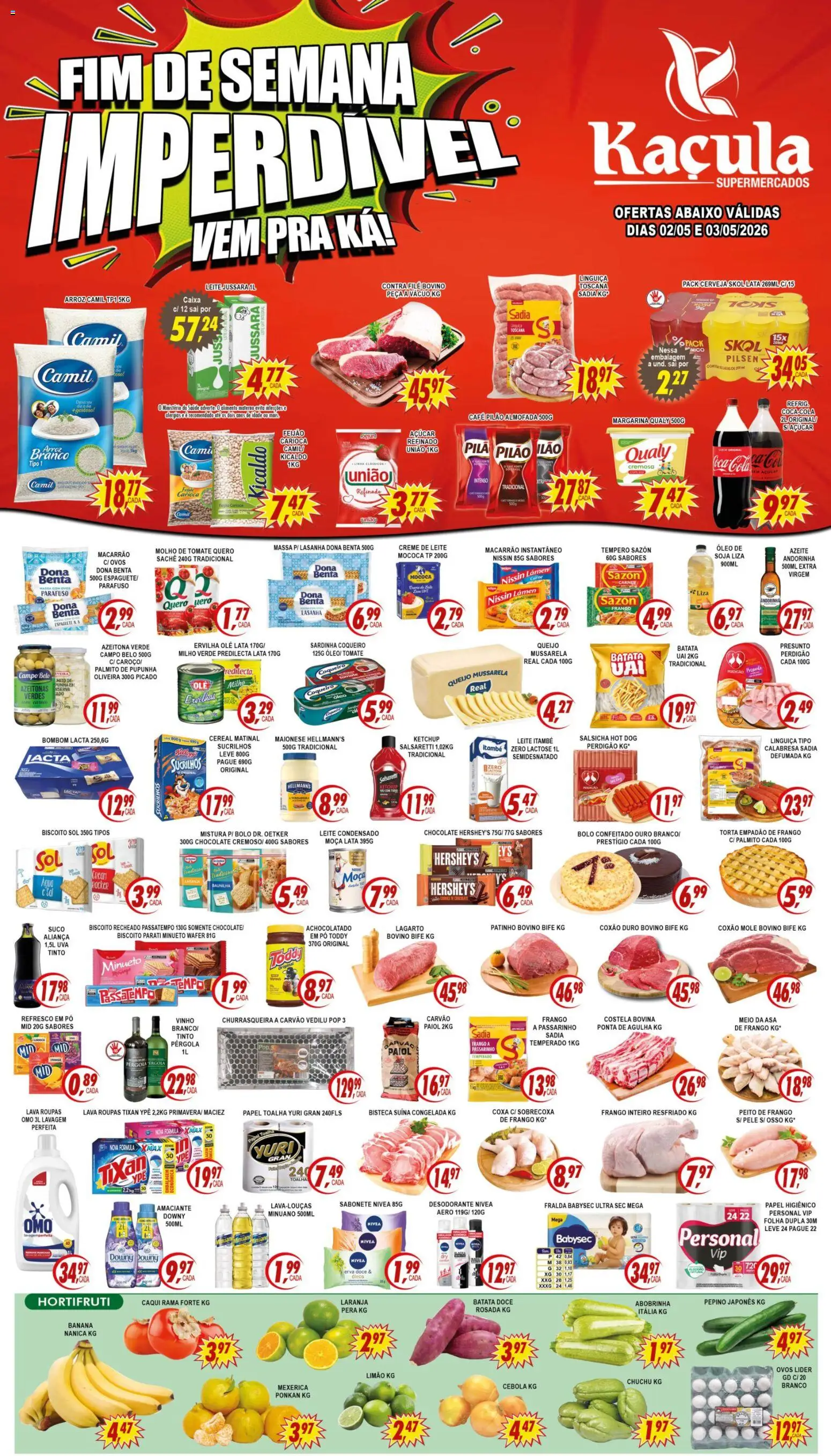 Kaçula Folheto - válido de 02.05.2026 | Página: 1 | Produtos: Pupunha, Azeitonas, Maionese, Peito de frango