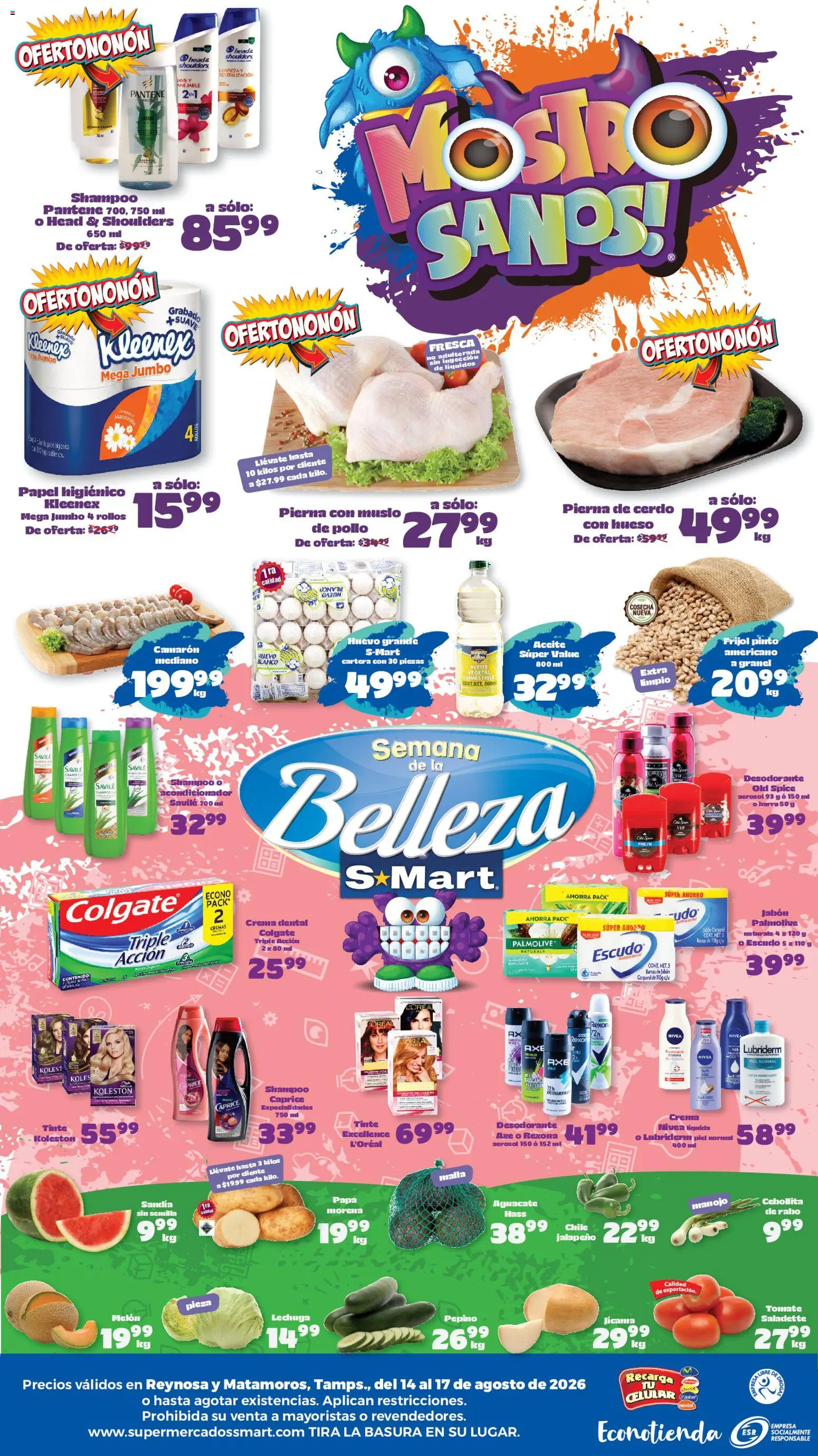 Nuevas ofertas de S-Mart válidas en toda la República Mexicana desde el 14/08/2026. ¡Encuentra las mejores ofertas en S-Mart folleto Matamoros! | Página: 2 | Productos: Sandía, Crema, Aguacate, Pierna de cerdo