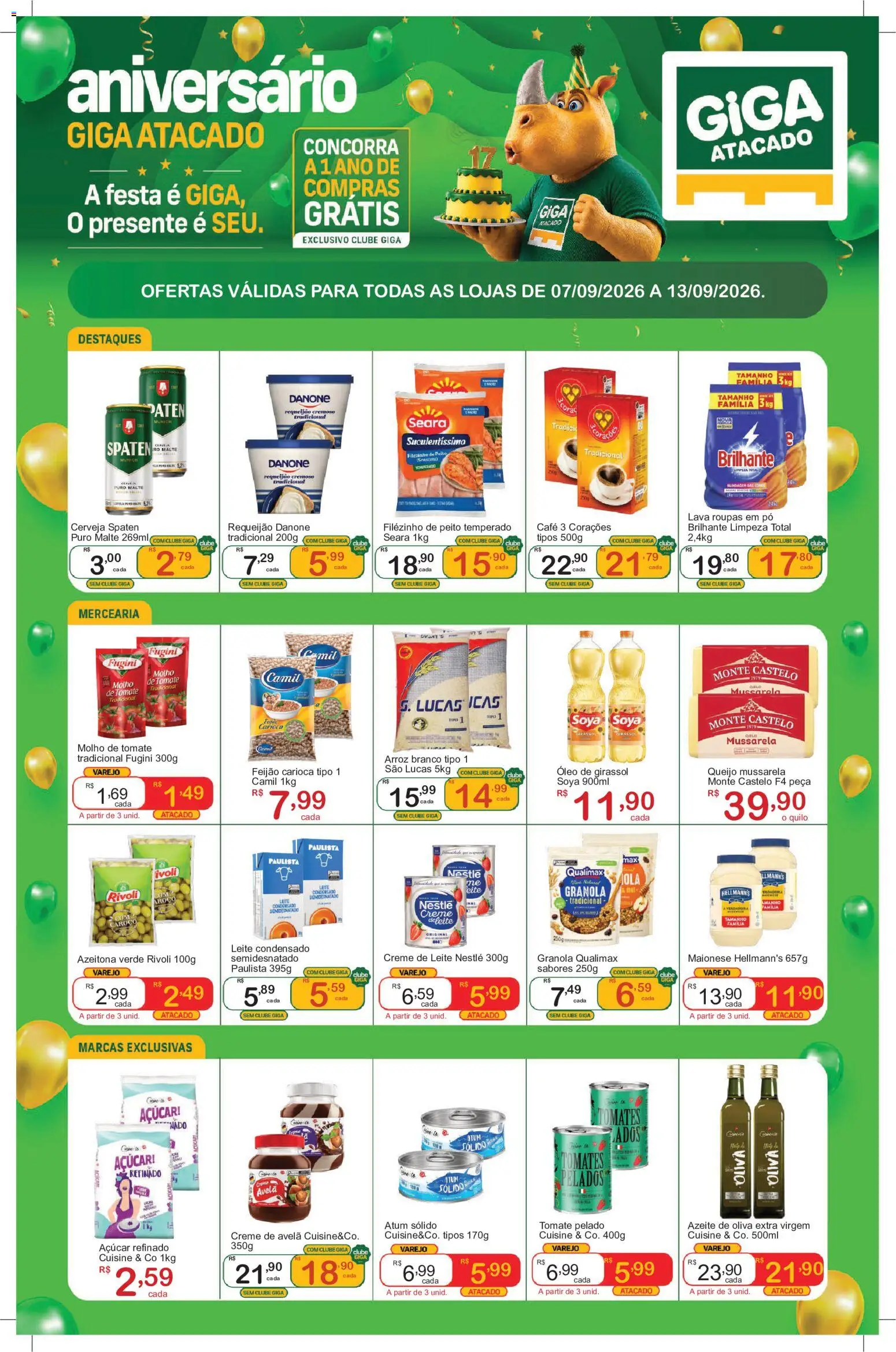 GIGA Atacado Folheto - válido de 07/09/2026 | Página: 1 | Produtos: Molho de tomate, Granola, Atum, Leite condensado