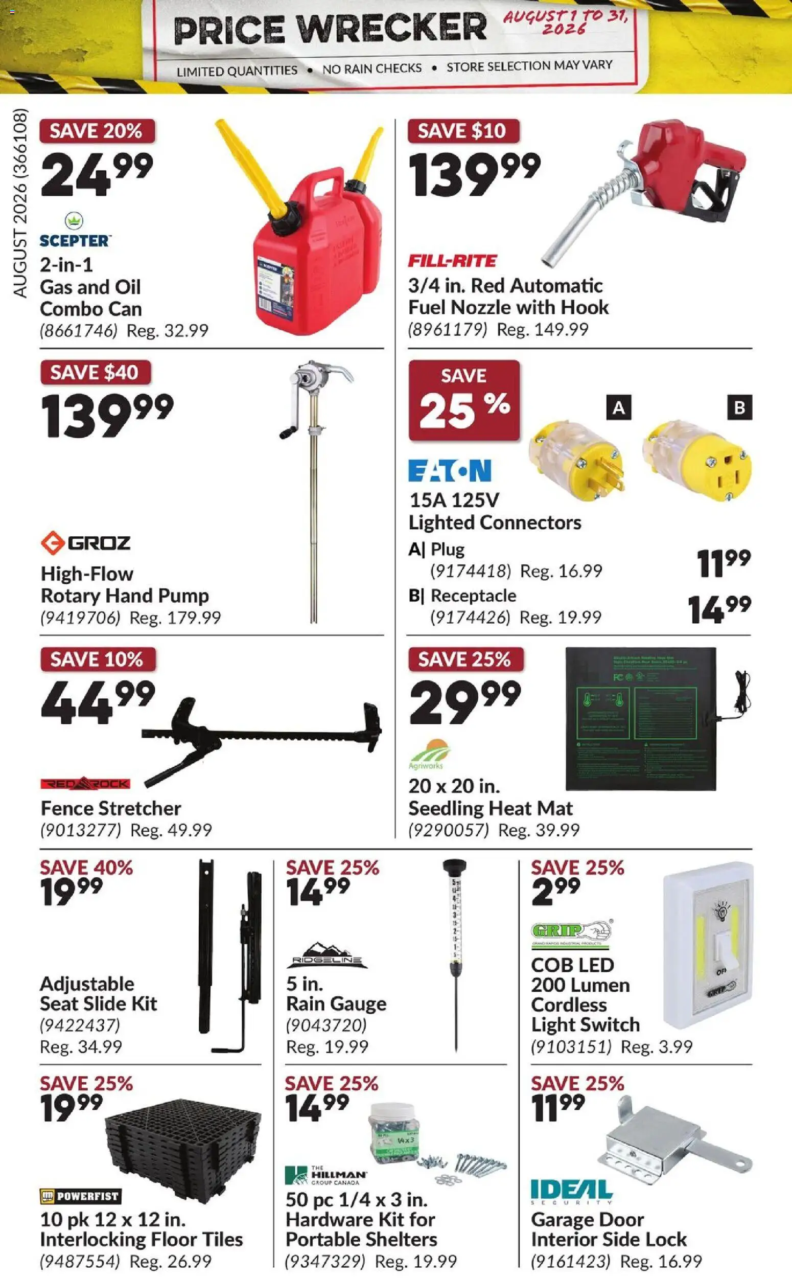 Princess Auto flyer valid from Aug 1, 2026 | Page: 7 | Products: PC, Oil