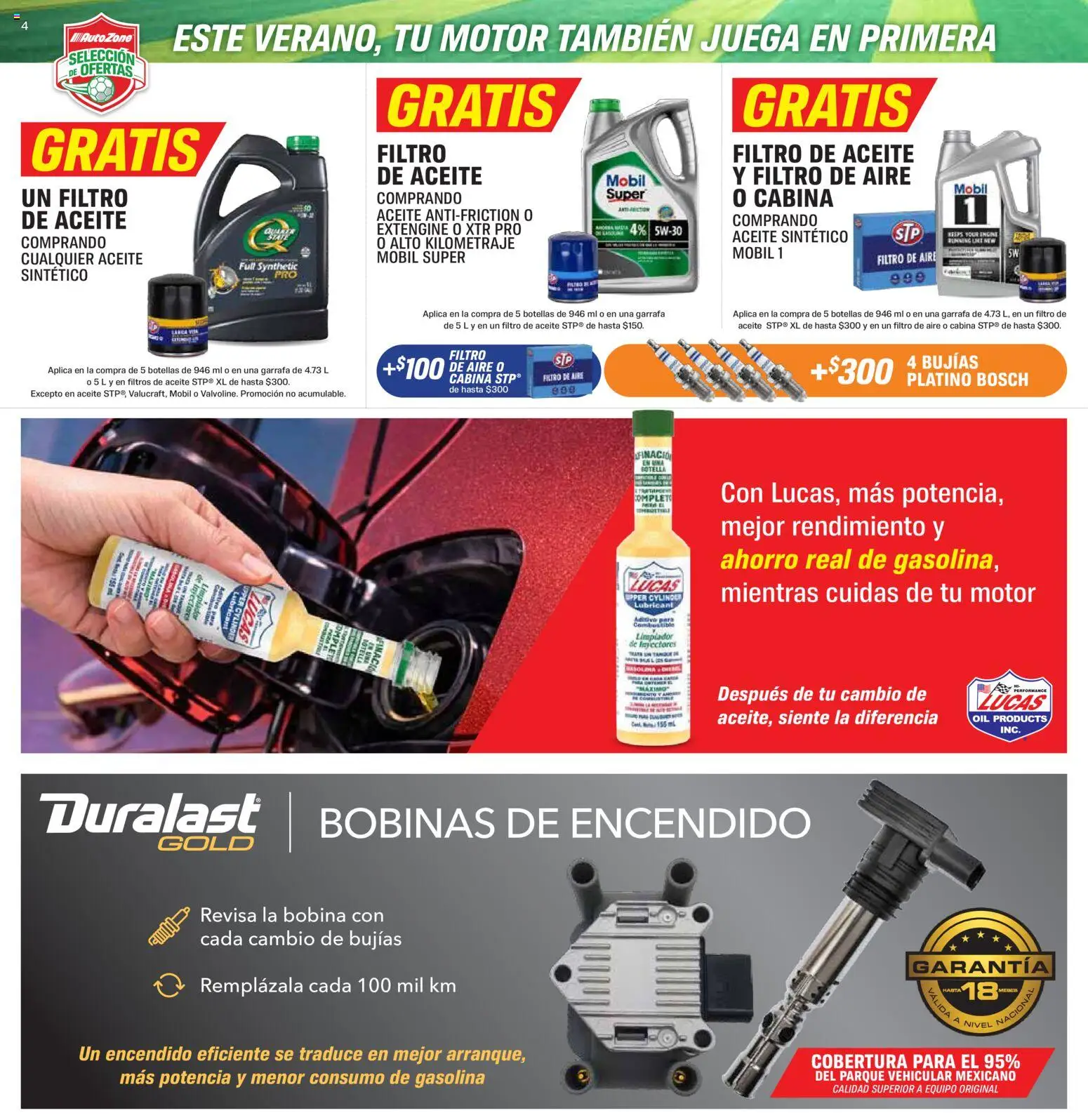 Nuevas ofertas de AutoZone válidas en toda la República Mexicana desde el 28/06/2026. ¡Encuentra las mejores ofertas en AutoZone catálogo! | Página: 4 | Productos: Aceite, Limpiador, Botella