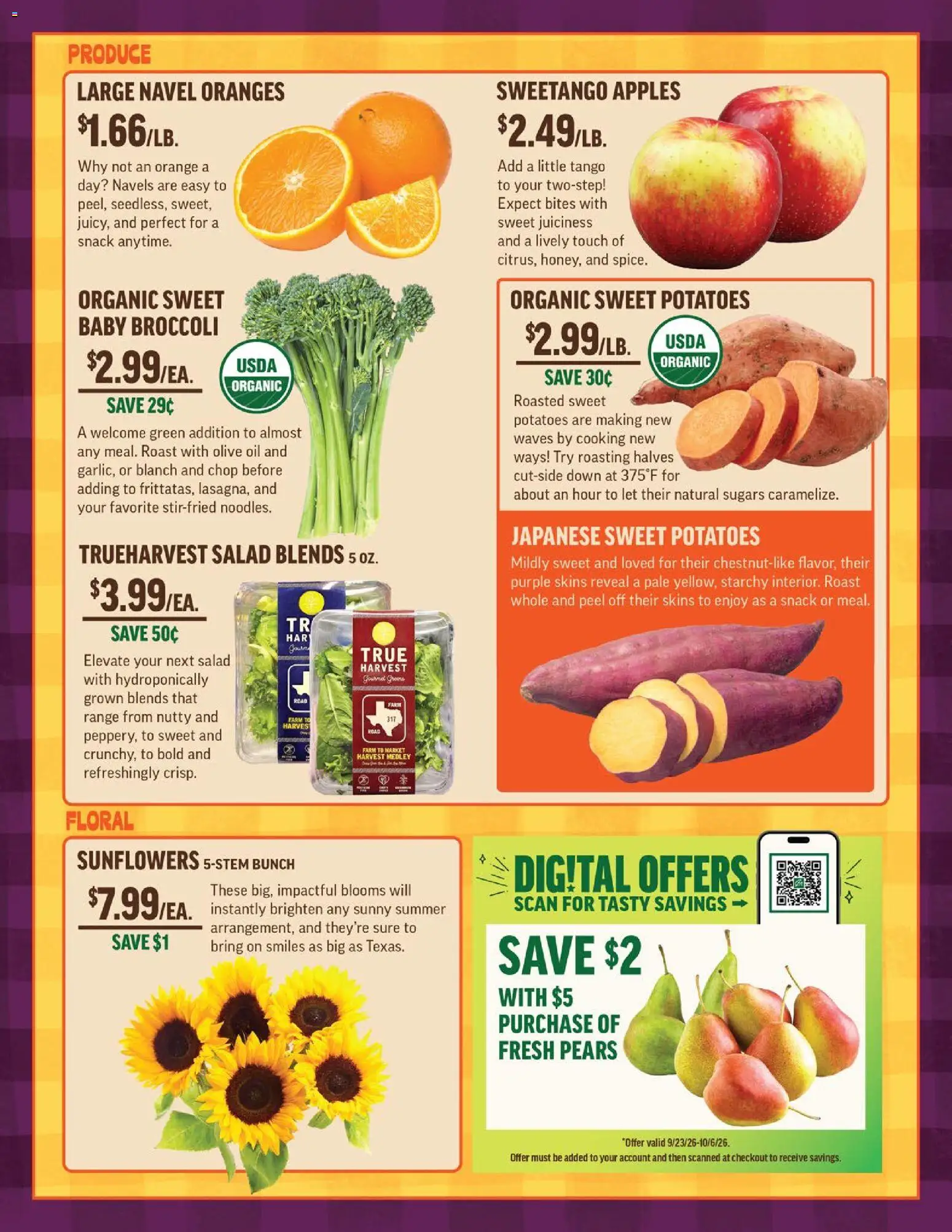 Central Market Weekly Ad - valid from 09/23/2026 | Page: 2 | Products: Broccoli, Oil, Apples, Oranges