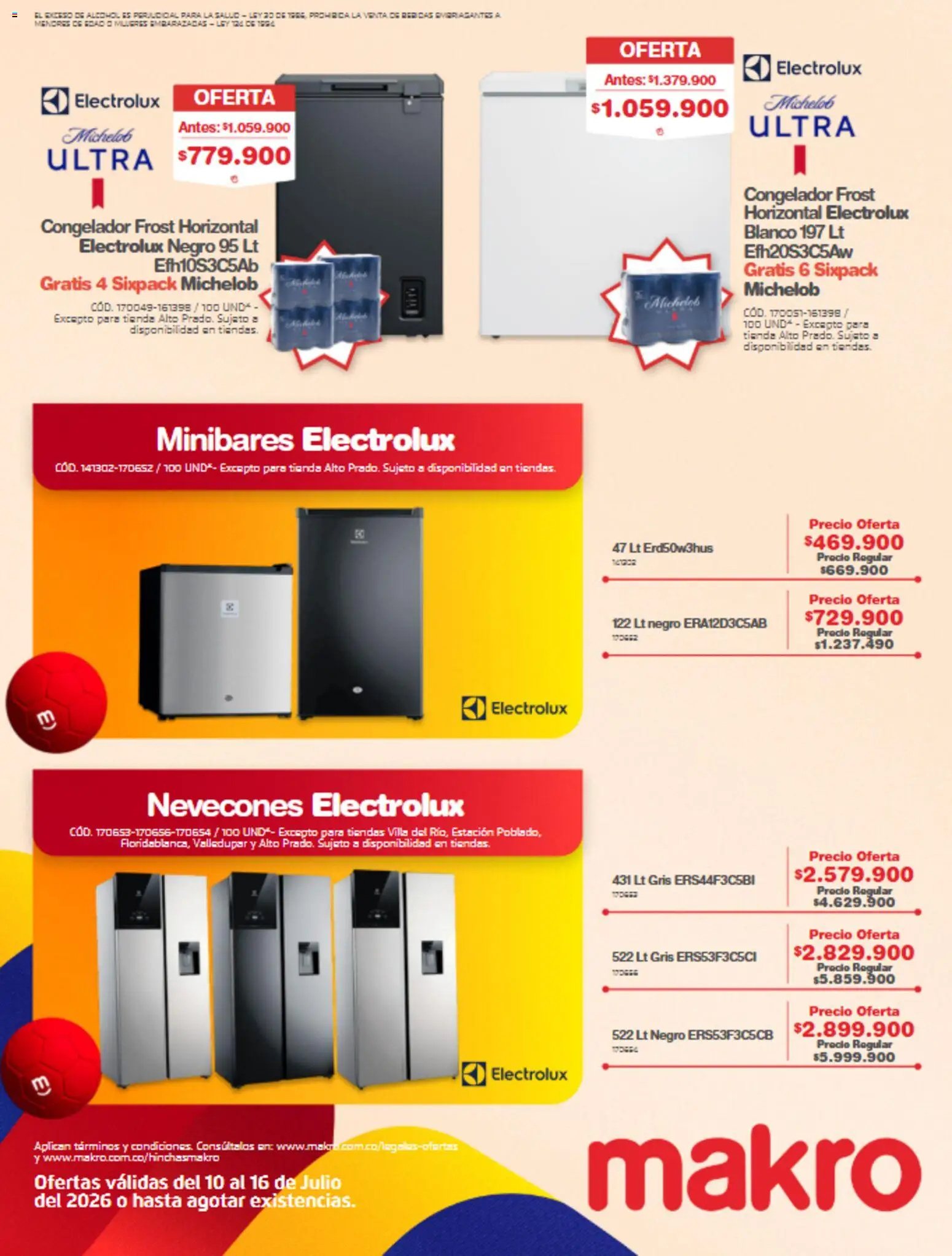 Makro revista - valida desde el 10/07/2026 | Página: 16 | Productos: Congelador, Alcohol