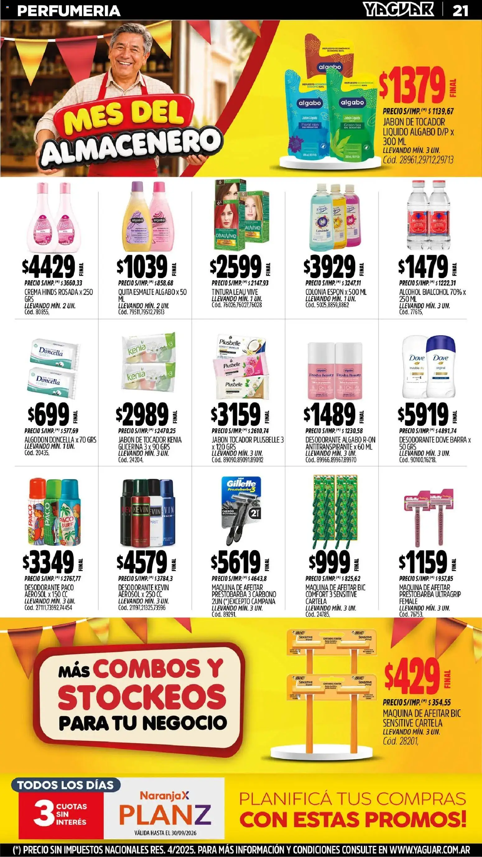 Yaguar - Oferta Semanal Parque Chacabuco │ válido desde el 31/08/2026 | Página: 21 | Productos: Algodón, Ron, Tintura, Jabón