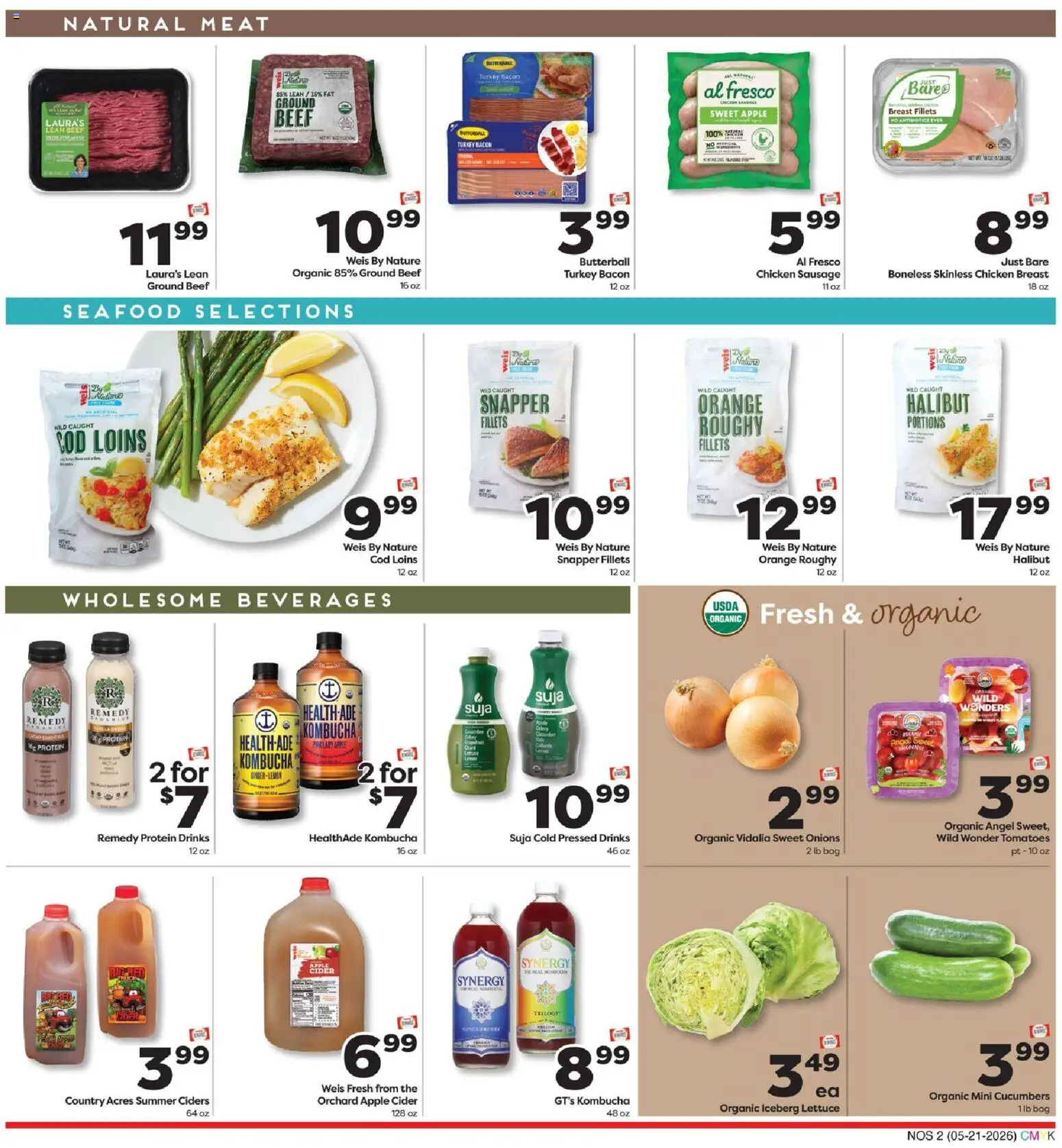 Weis Monthly Ad Natural & Living - valid from 21.05.2026 | Page: 2 | Products: Cider, Lettuce, Beef, Sausage