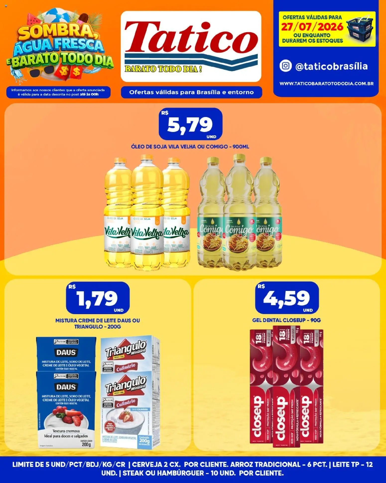 Tatico Folheto - válido de 28/07/2026 | Página: 23 | Produtos: Arroz, Creme, Creme de leite, Soja