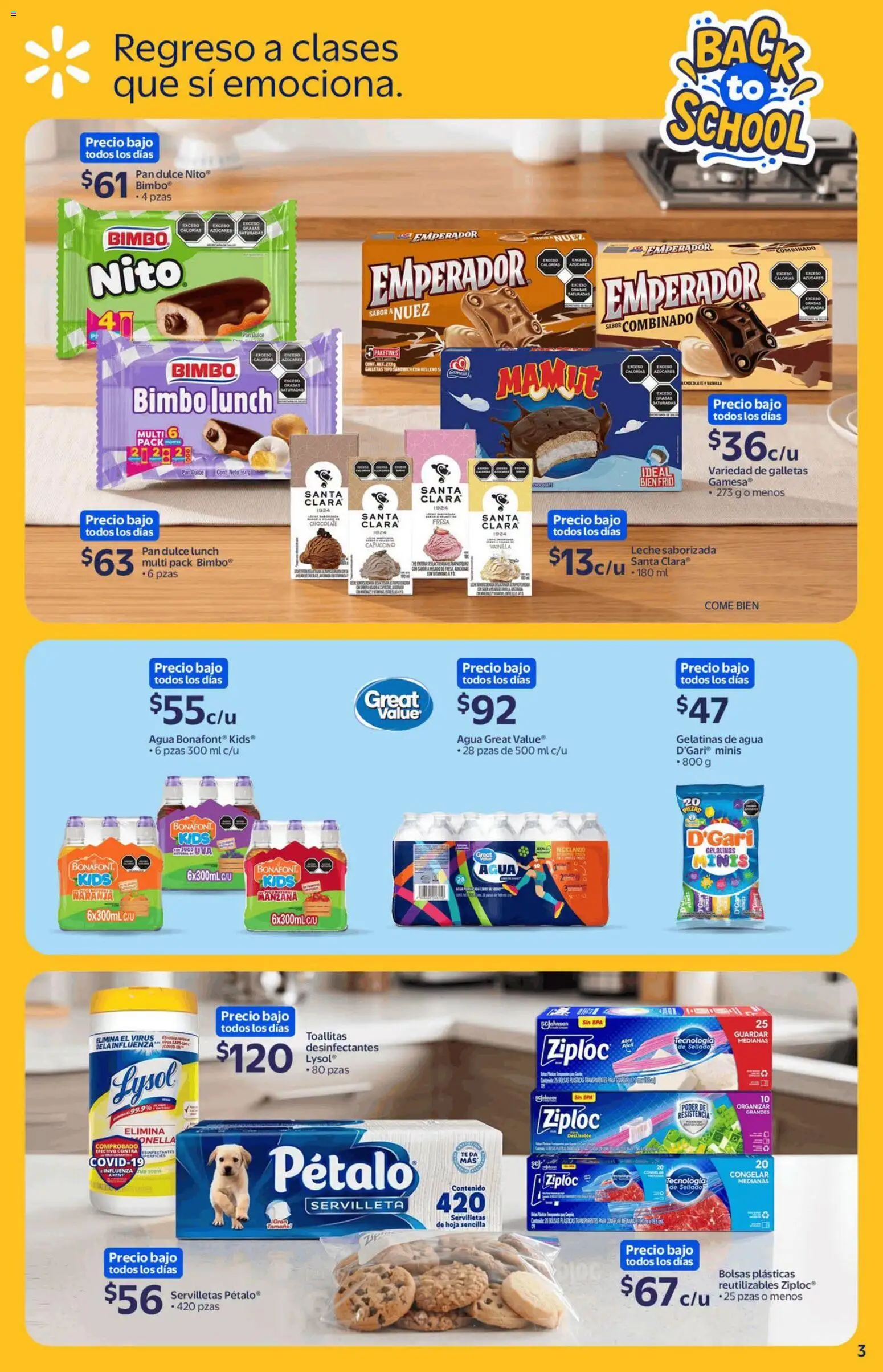 Nuevas ofertas de Walmart Express válidas en toda la República Mexicana desde el 13/08/2026. ¡Encuentra las mejores ofertas en Walmart Express folleto Back to School! | Página: 3 | Productos: Pan dulce, Leche, Pan, Galletas