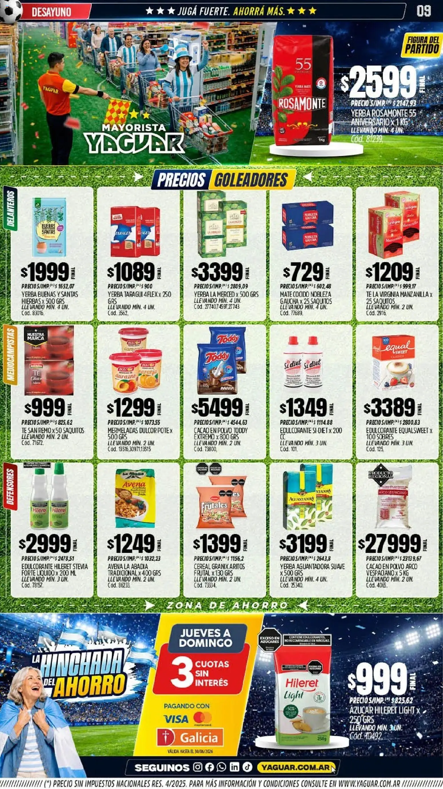 Yaguar - Oferta Semanal Santa Fé │ válido desde el 08.06.2026 | Página: 9 | Productos: Mate, Edulcorante, Avena, Té