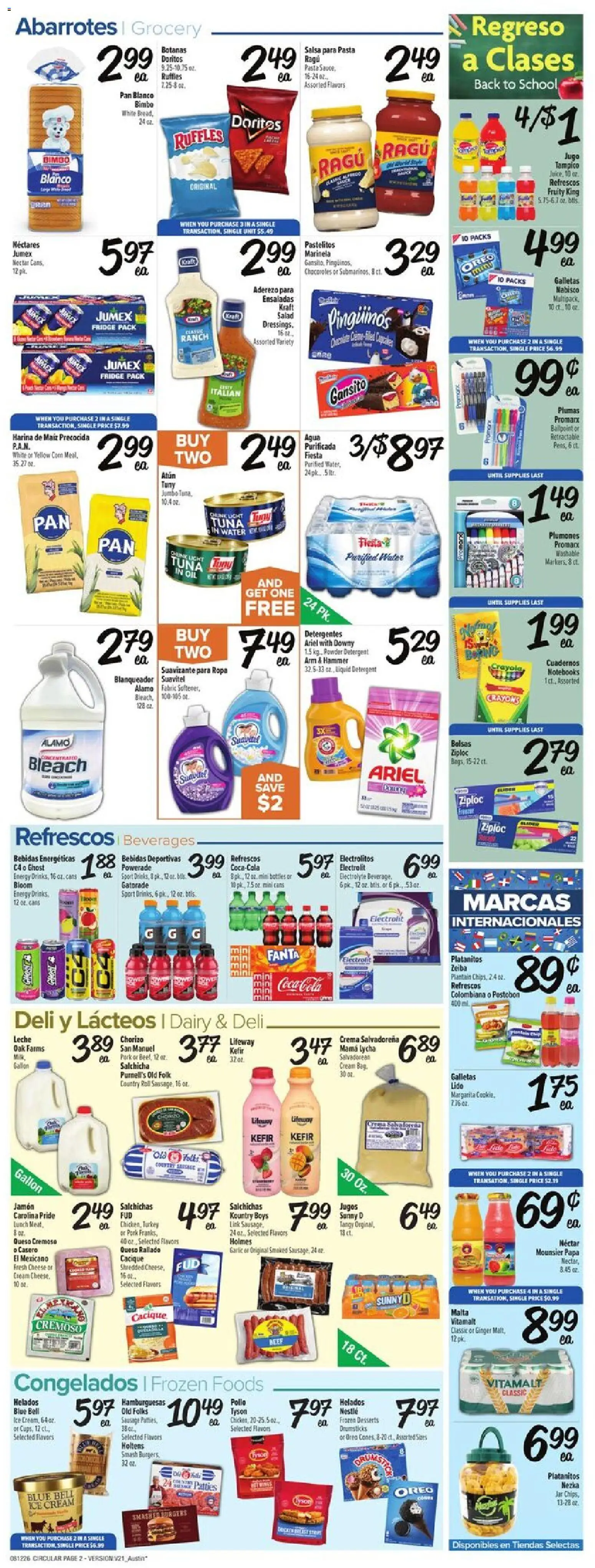 Fiesta Mart Weekly Ad - valid from 08/12/2026 | Page: 2 | Products: Beverages, Notebooks, Detergent, Pasta